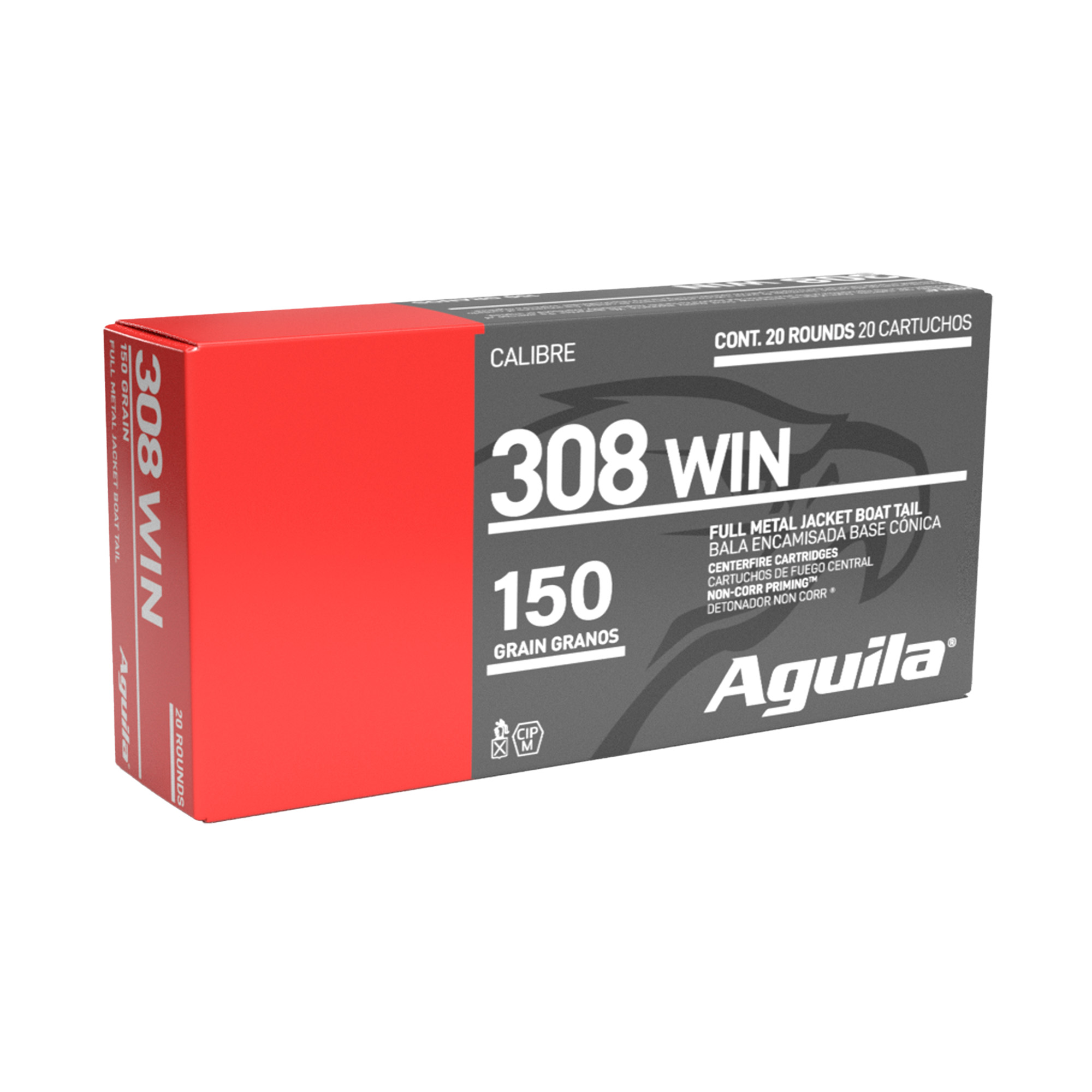 Aguila 308win 150 Grain FMJBT 20/500 bulk ammo product image