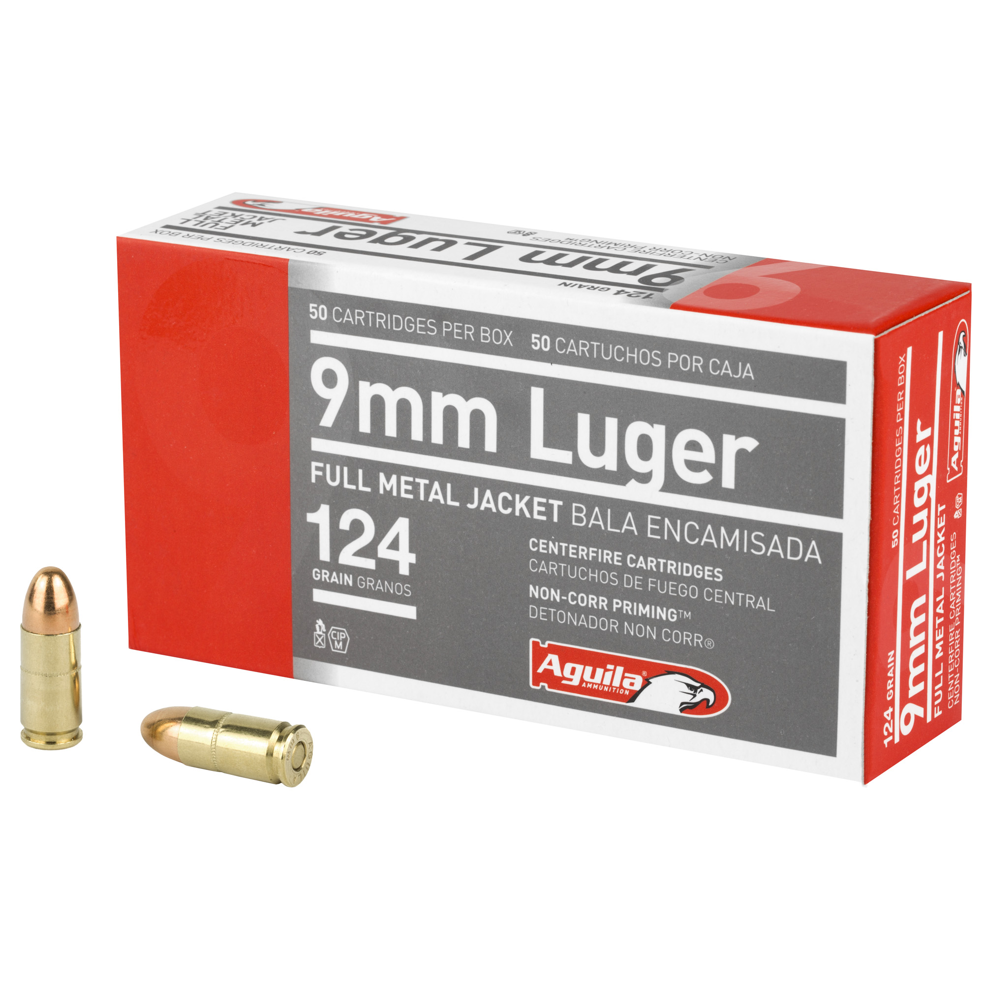 Aguila 9mm 124 Grain FMJ 50/1000 bulk ammo product image