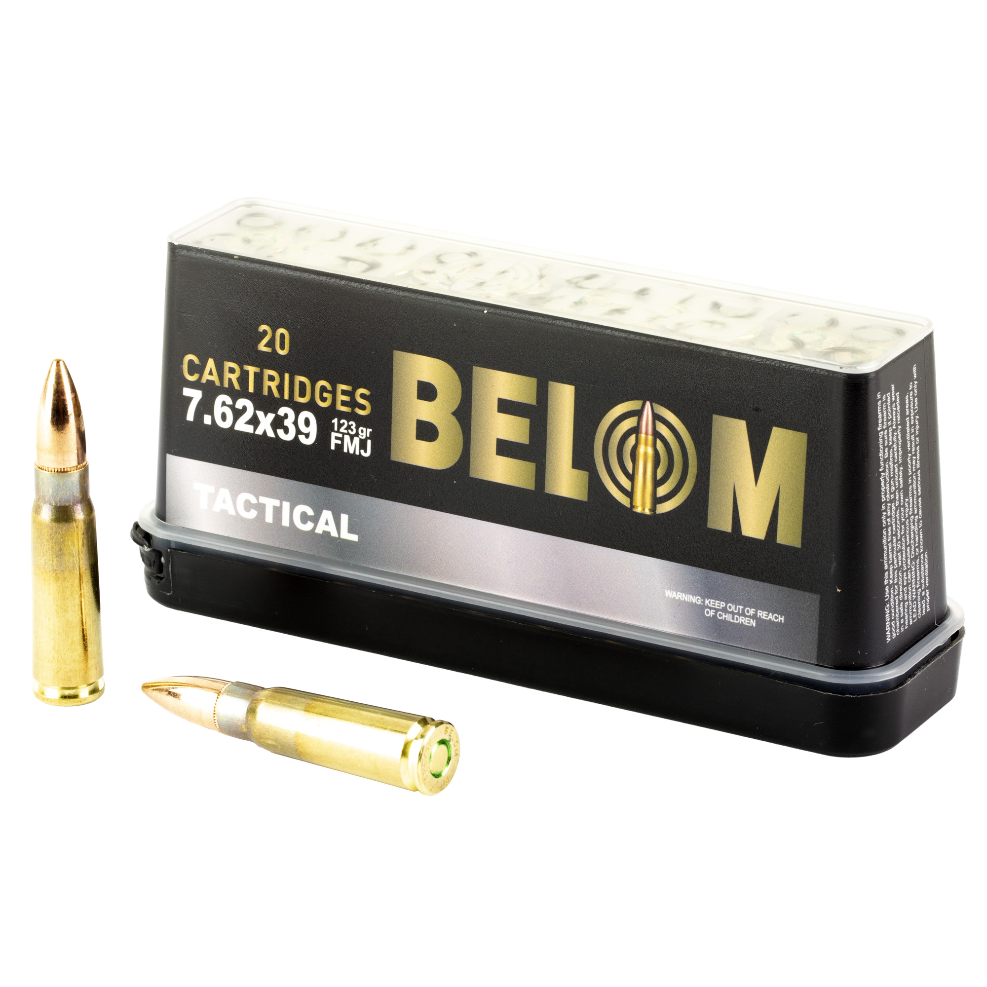 Belom 7.62×39 Brass 123 Grain FMJ 20/480 bulk ammo product image