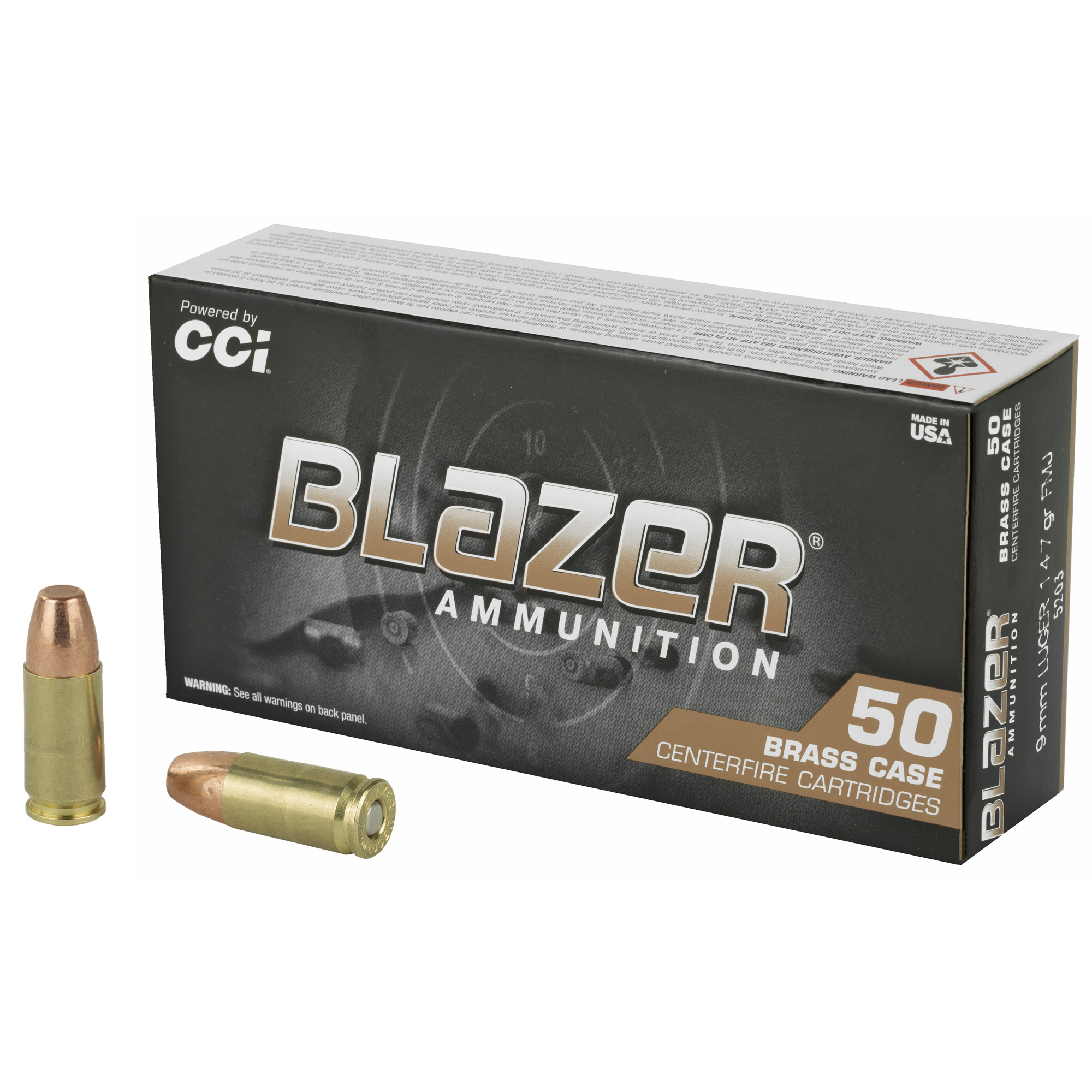 Blazer Brass 9mm 147 Grain FMJ 50/1000 bulk ammo product image
