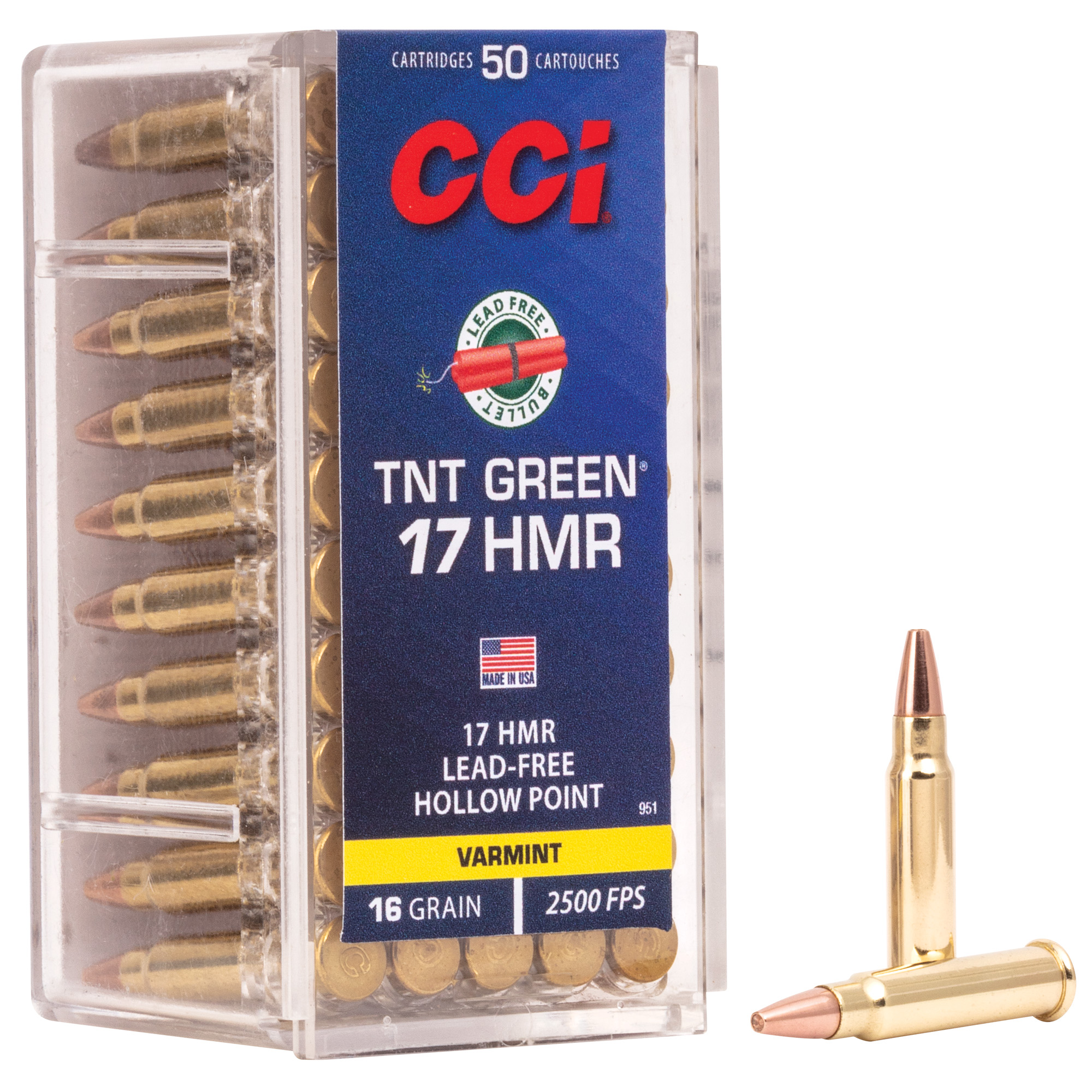 CCI 17 HMR 16 Grain Tnt Green 50/2000 bulk ammo product image