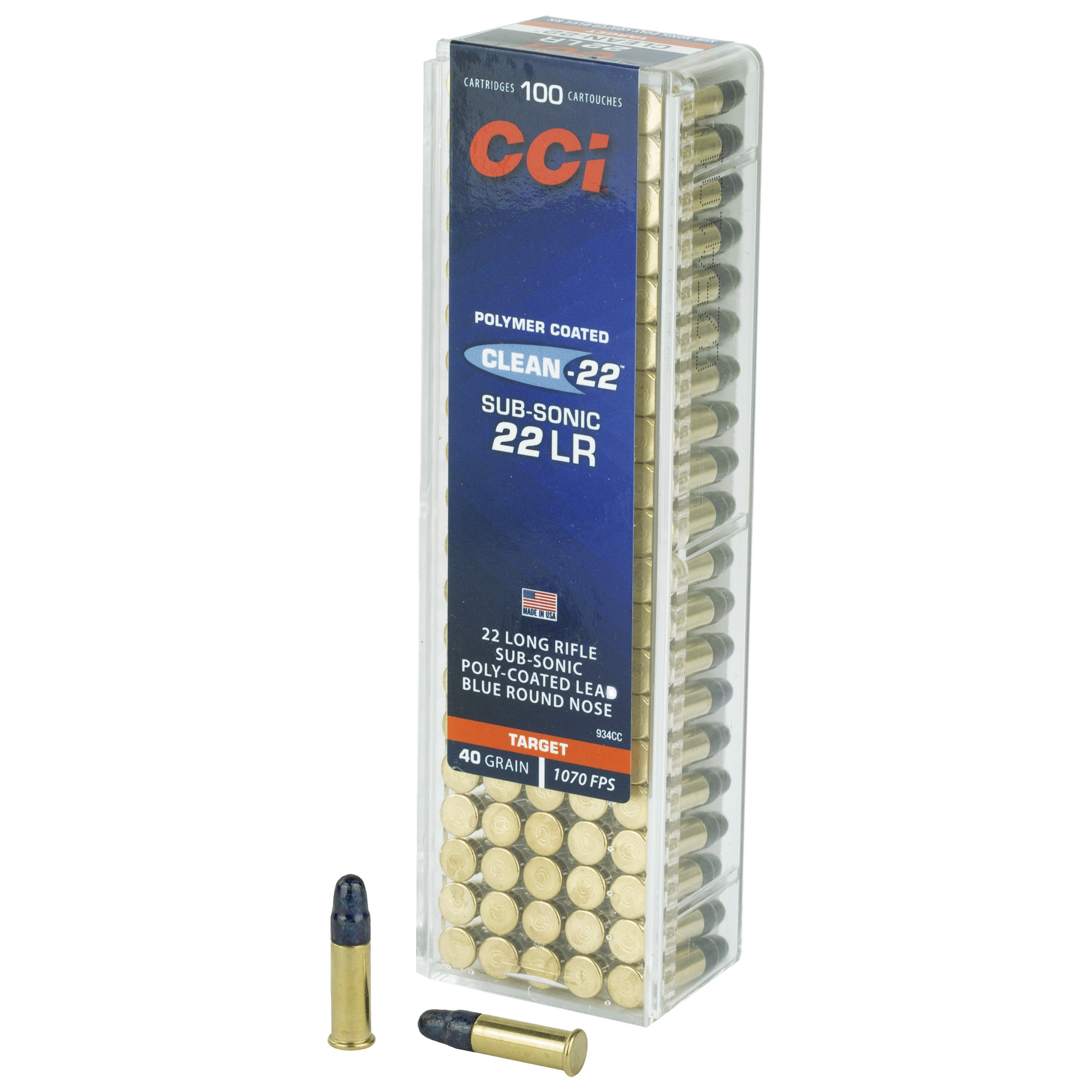 CCI 22 LR Subsonic 40 Grain LRN Blue 100/5000 bulk ammo product image