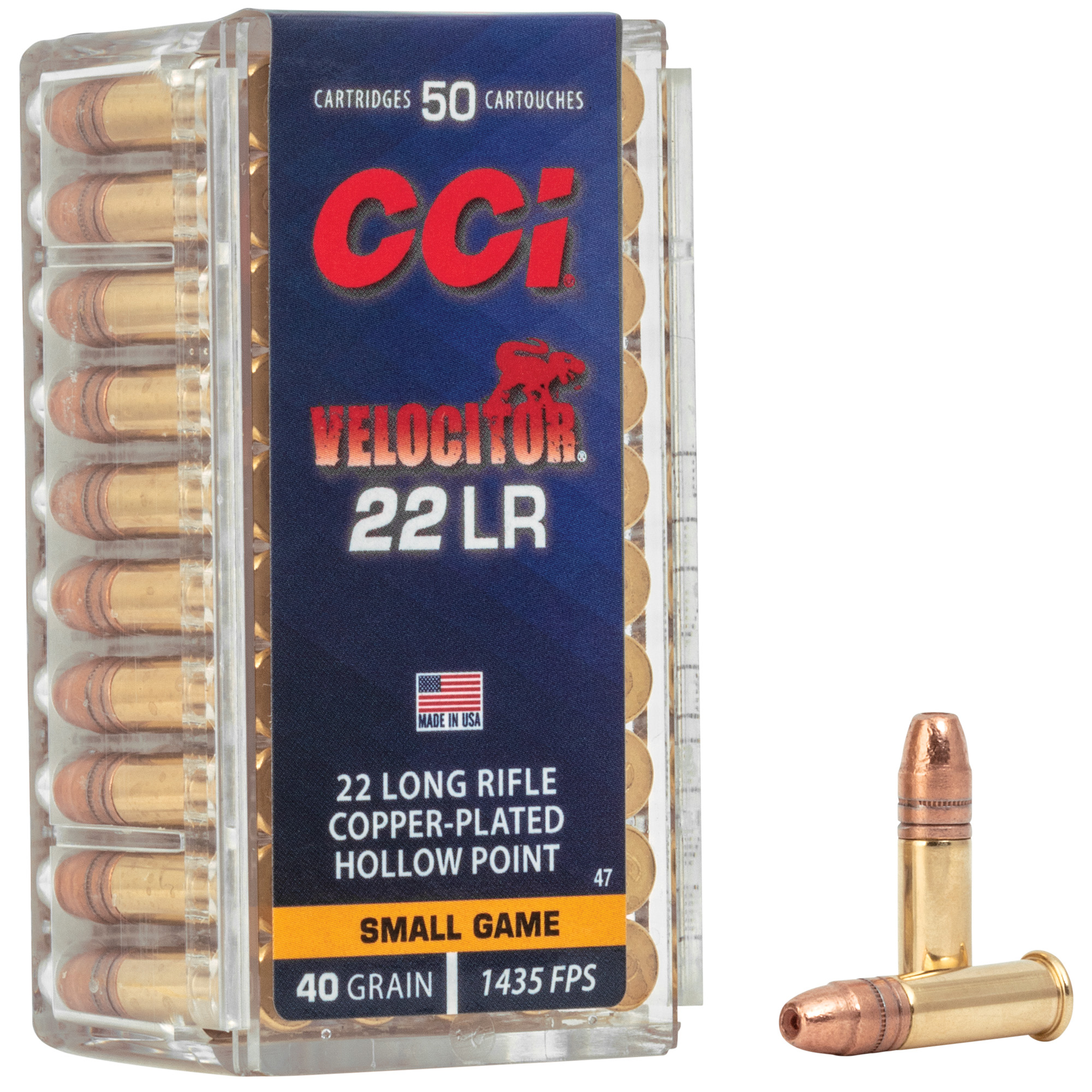 CCI 22 LR Velocitor 40 Grain HP 50/5000 bulk ammo product image