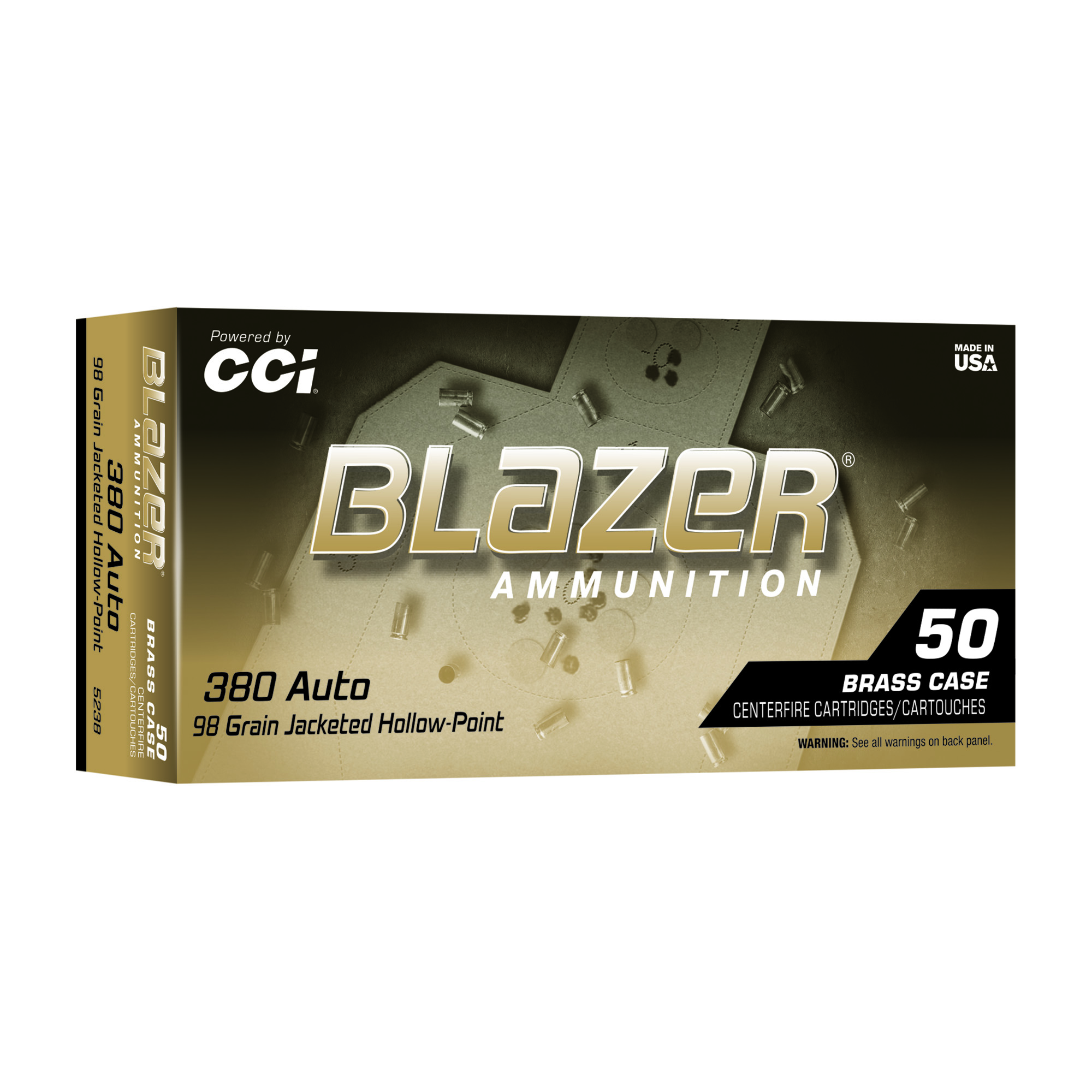 CCI Blazer Brass 380 ACP 98 Grain JHP 50 bulk ammo product image