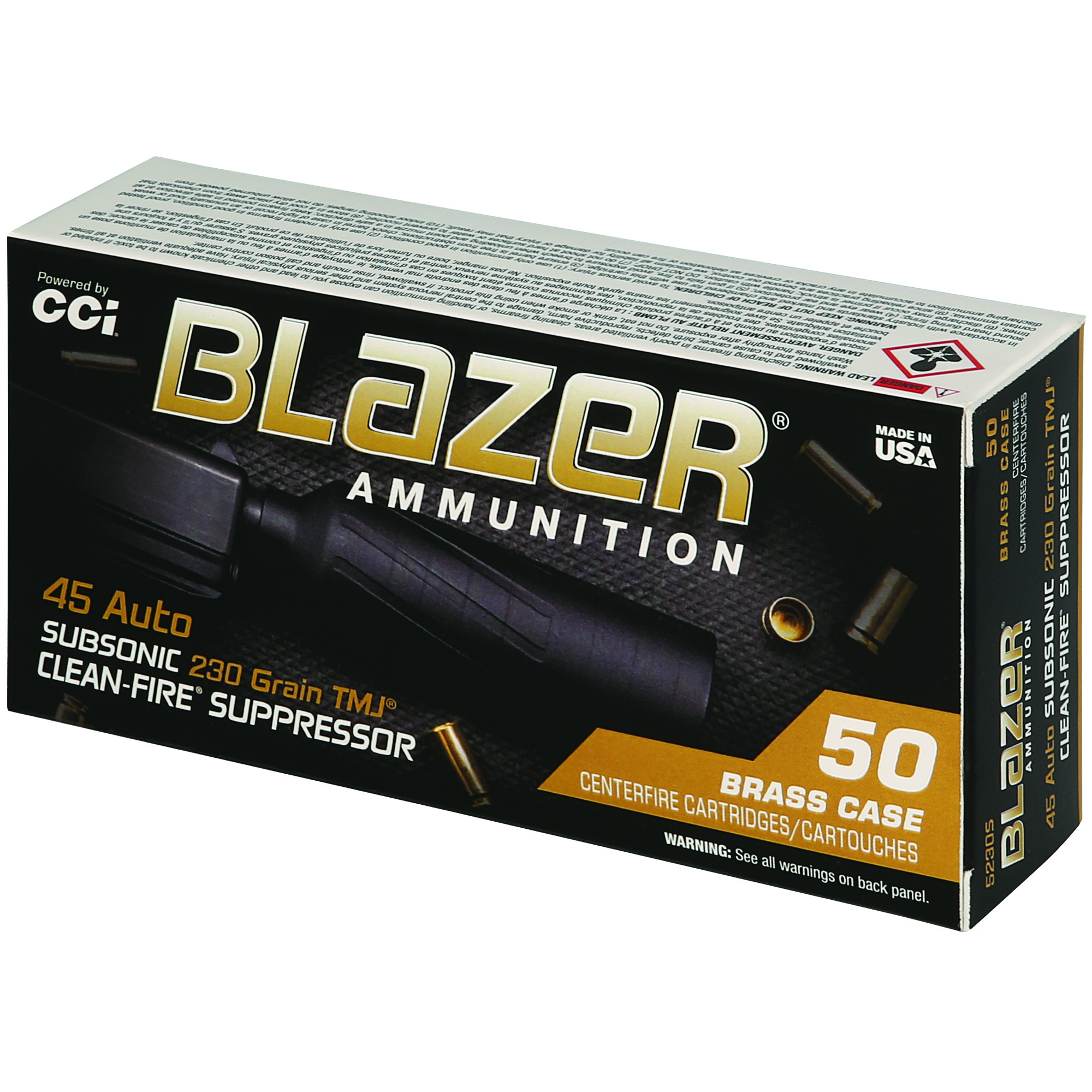 CCI Blazer Brass 45 ACP Sup 230 Grain TMJ bulk ammo product image