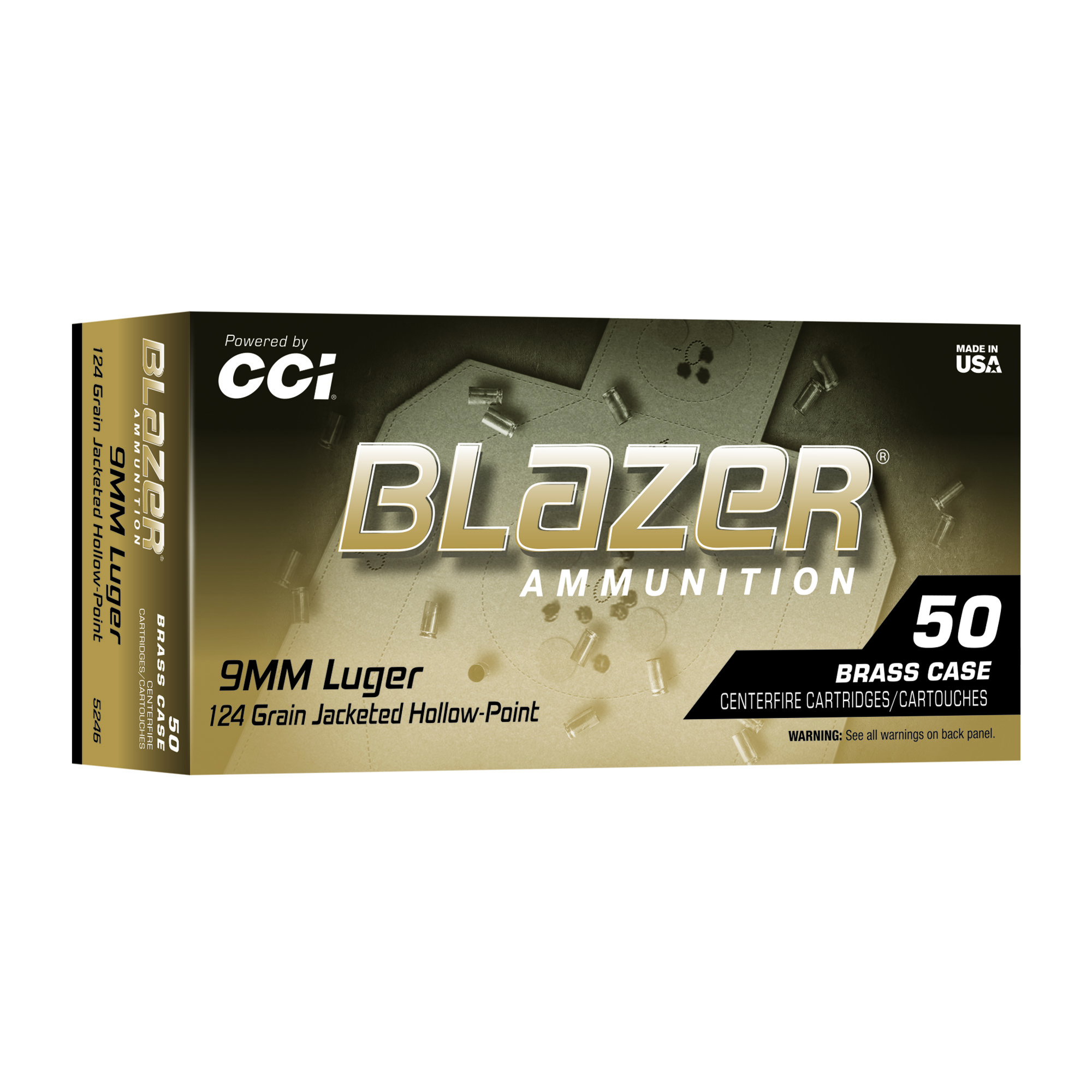 CCI Blazer Brass 9mm 124g JHP 50/500 bulk ammo product image