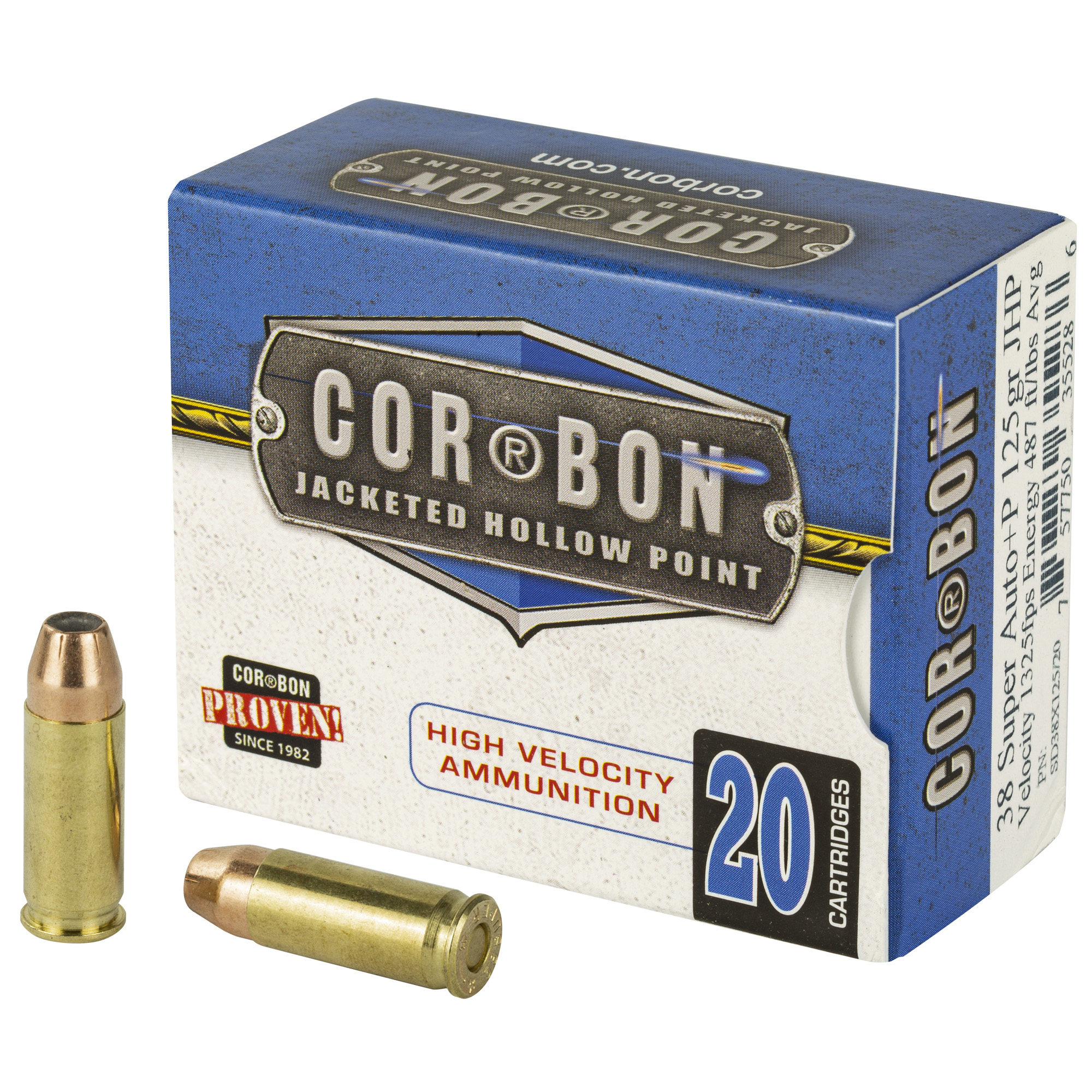 Corbon 38super+p 125 Grain JHP 20/500 bulk ammo product image