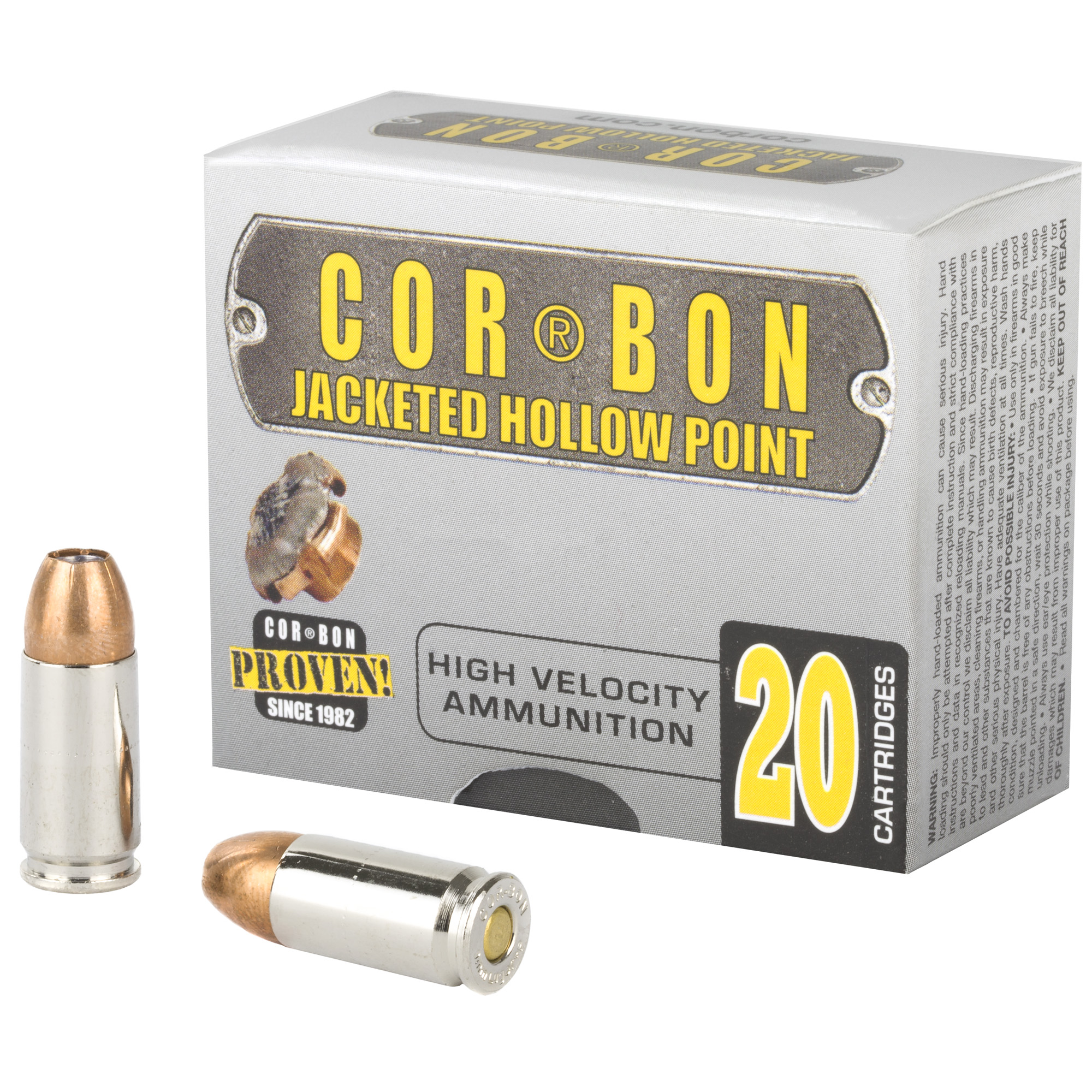 Corbon 9mm+p 125 Grain JHP 20/500 bulk ammo product image