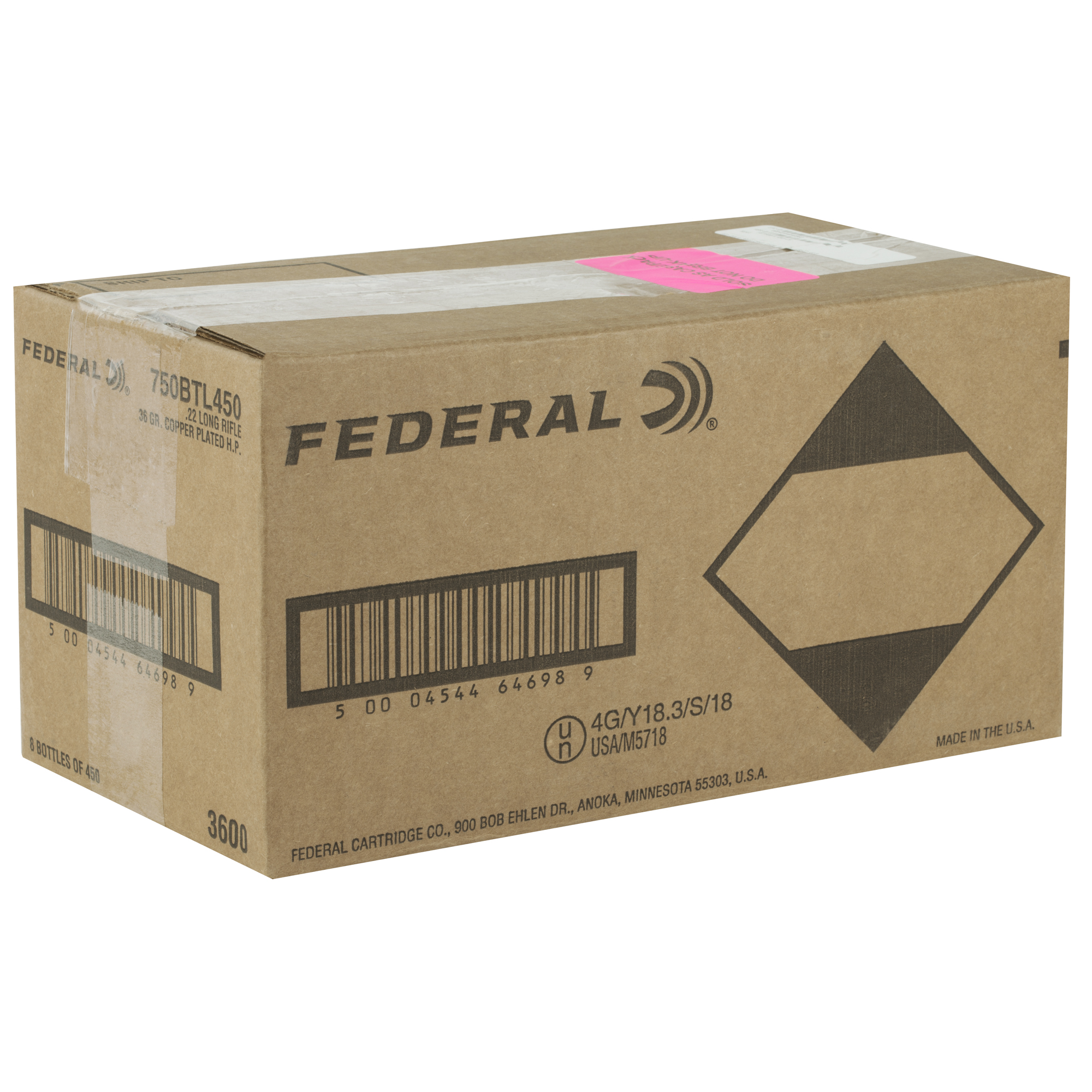 Federal 22 LR 36 Grain Cphp Byob Btl 8x 450 Count bulk ammo product image