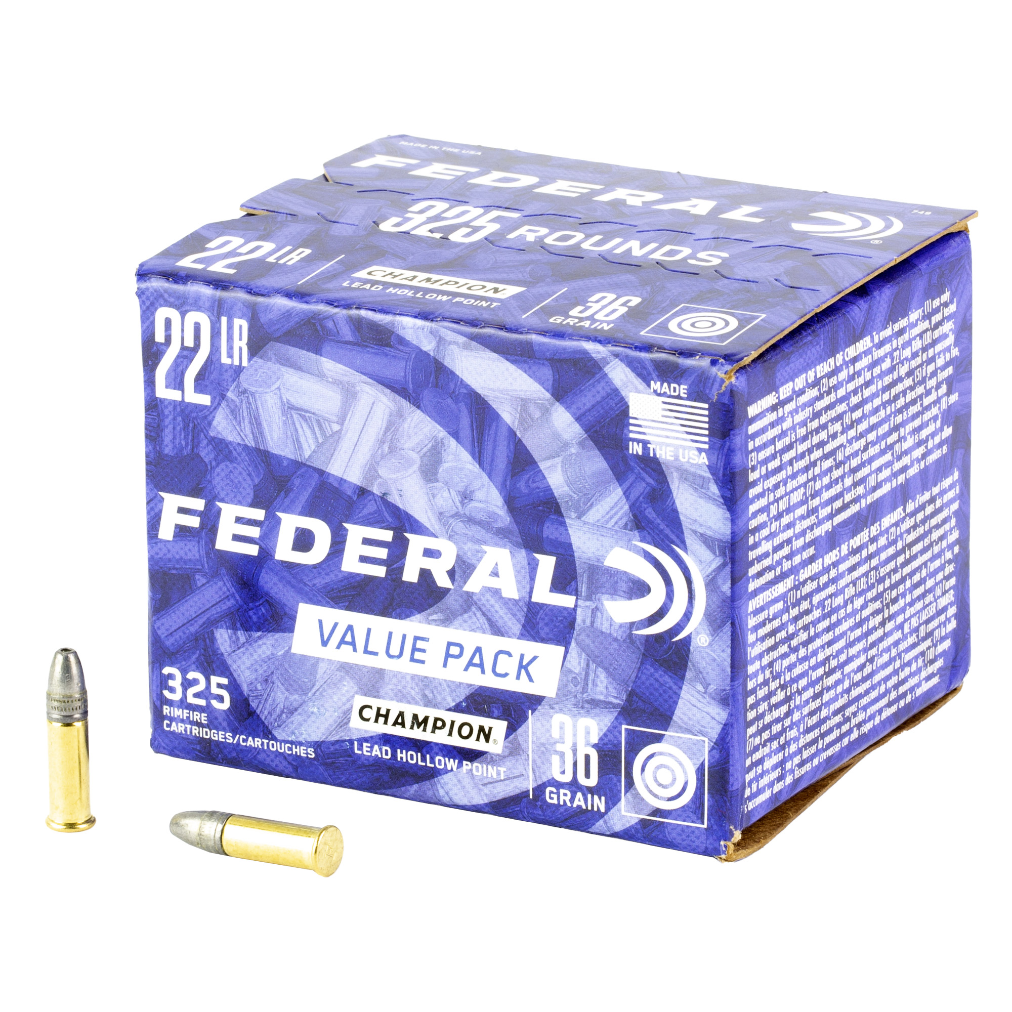 Federal 22 LR 36 Grain Lead HP 325 Count bulk ammo product image