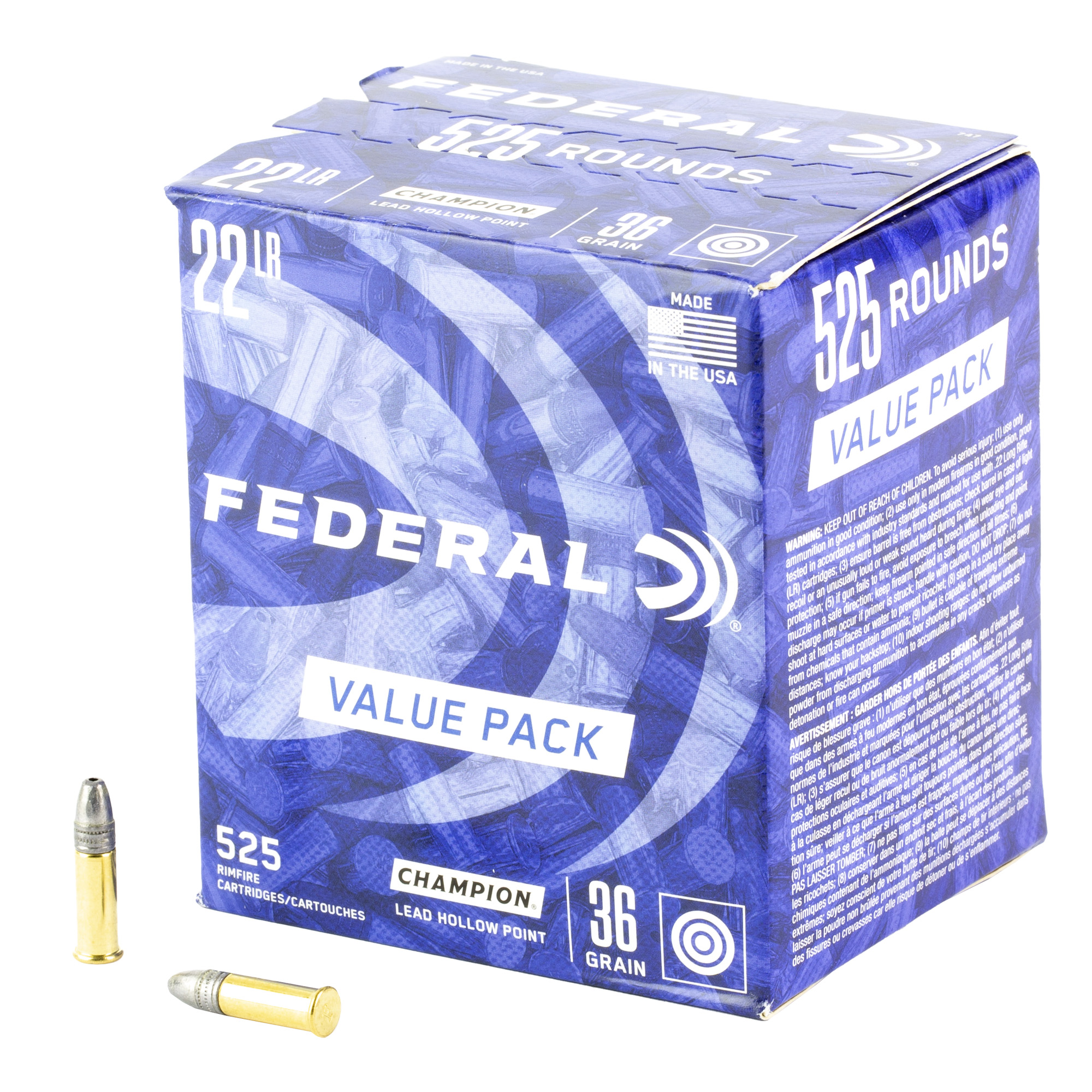 Federal 22 LR 36grn Lead HP 525 Count bulk ammo product image