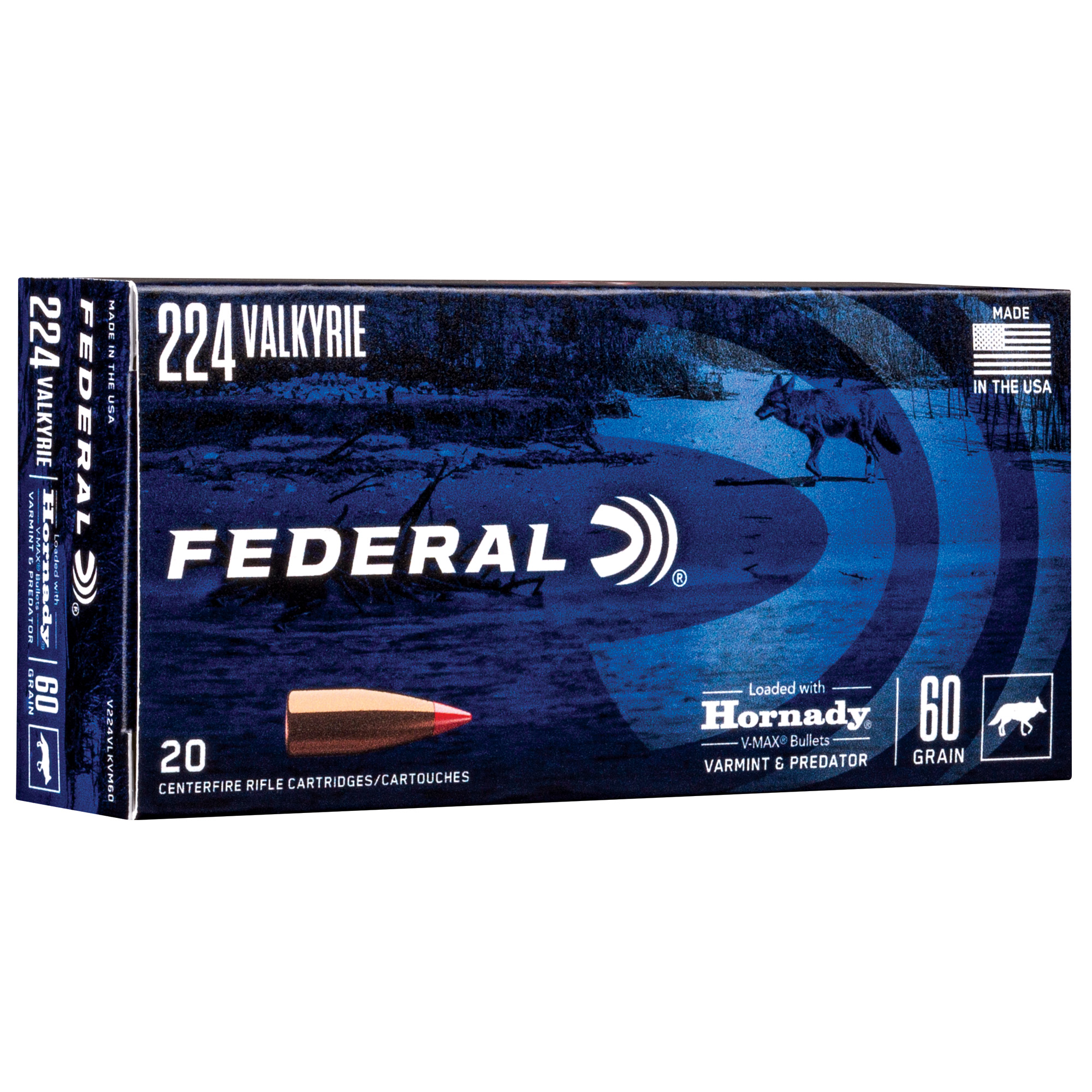 Federal 224valk 60 Grain Hrndy V-MAX 20/200 bulk ammo product image
