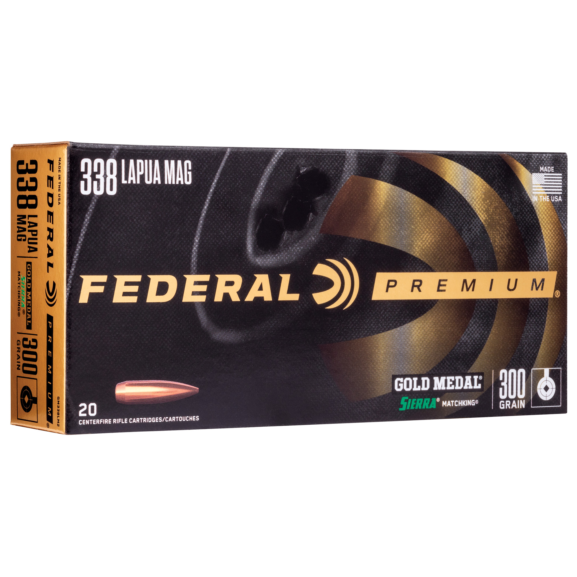 Federal 338 Lapua 300 Grain Matchking 20/200 bulk ammo product image