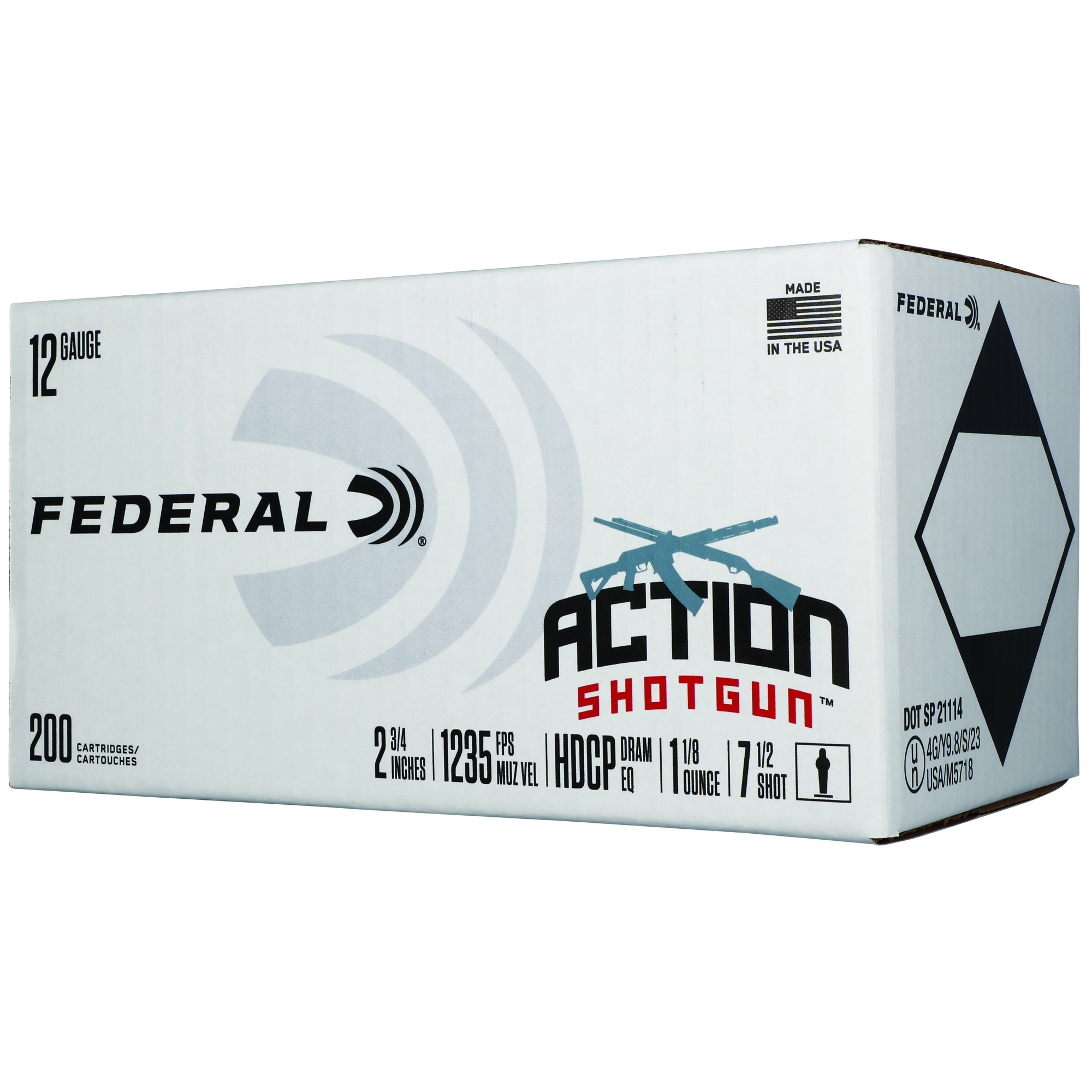 Federal Actn 12 Gauge 2.75″ #7.5 Shot 200 Rounds bulk ammo product image