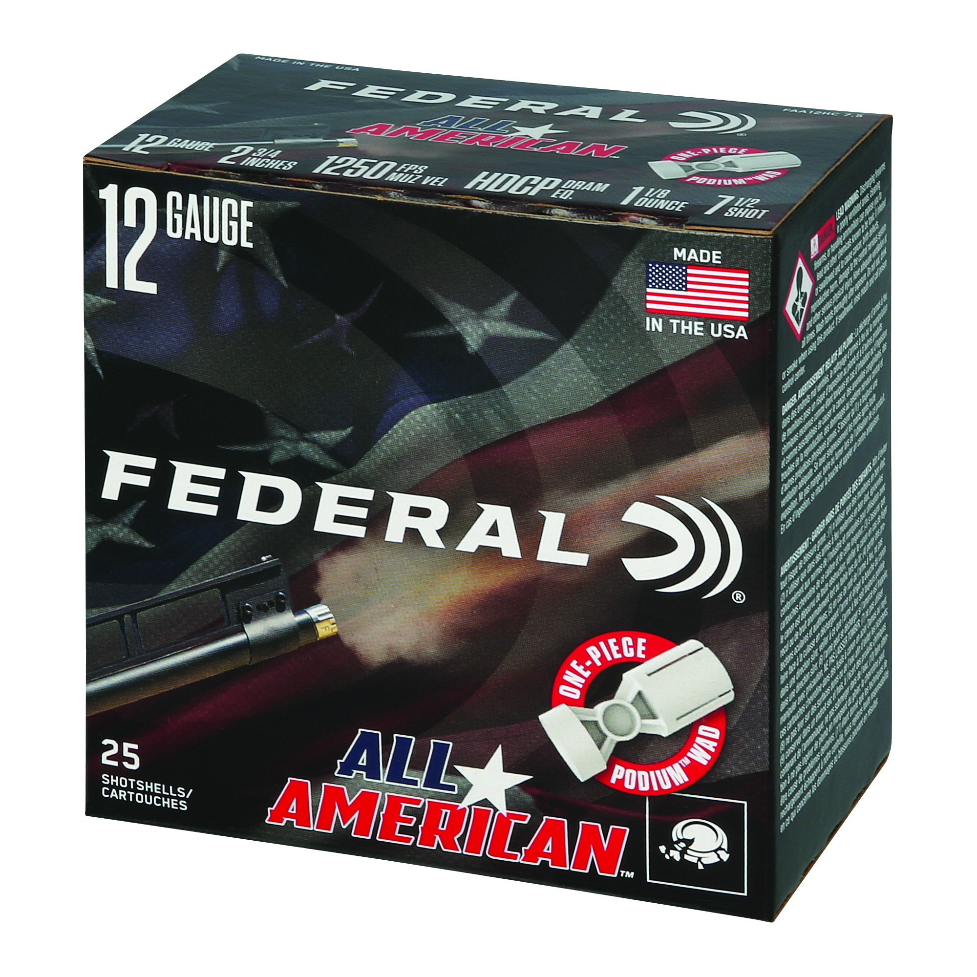 Federal All Amer 12 Gauge 2.75″ 1 1/8 oz #7.5 bulk ammo product image