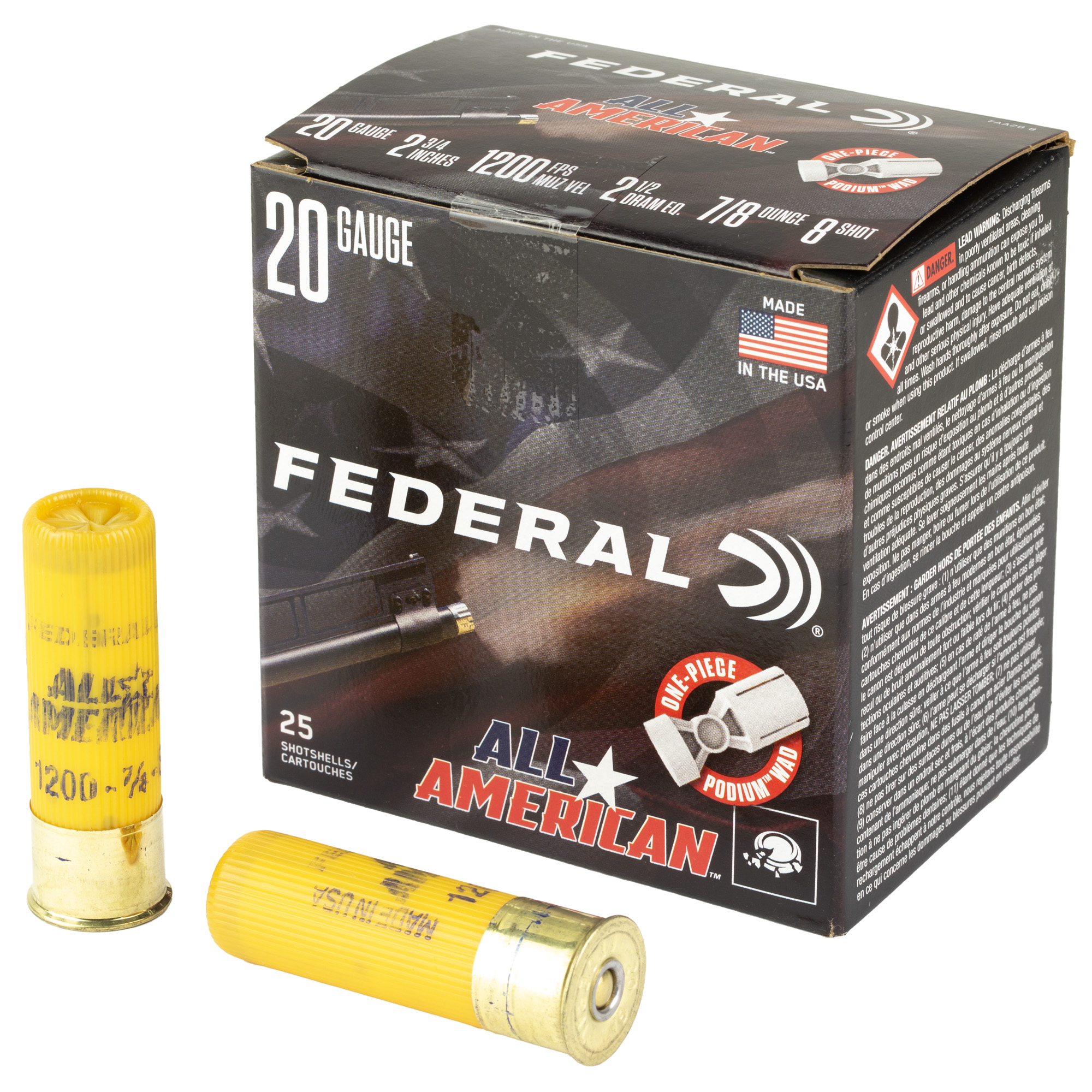 Federal All American 20 Gauge 2.75″ 7/8 oz #8 bulk ammo product image