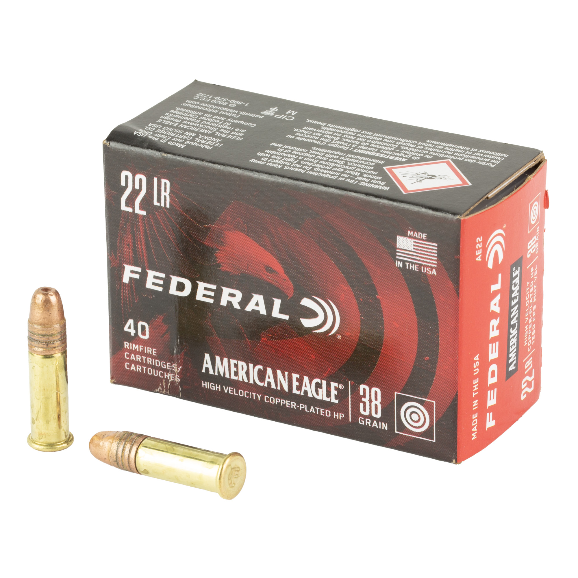 Federal Am Eagle 22 LR HV HP 40/4000 bulk ammo product image