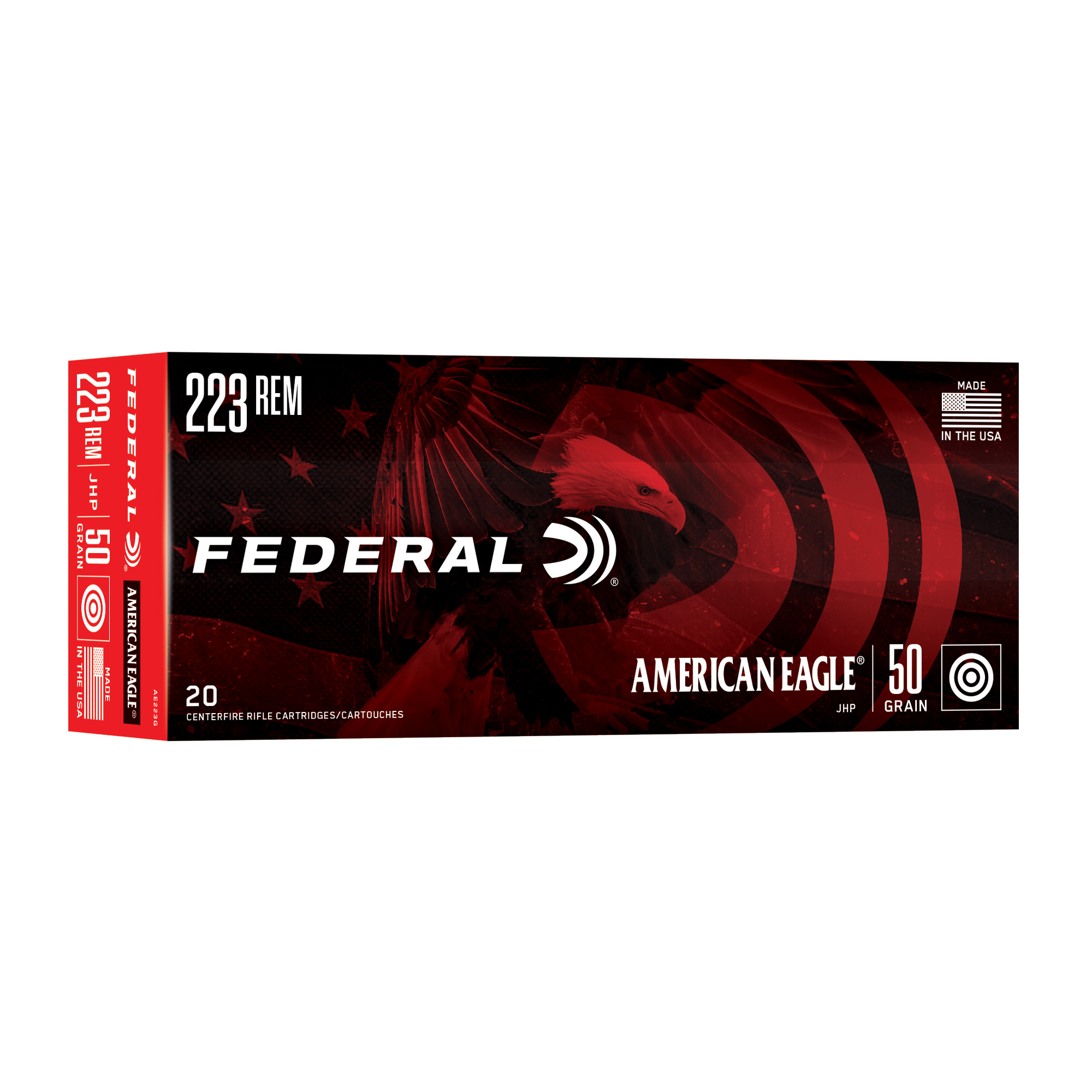 Federal Am Eagle 223 Rem 50 Grain JHP 20/500 bulk ammo product image