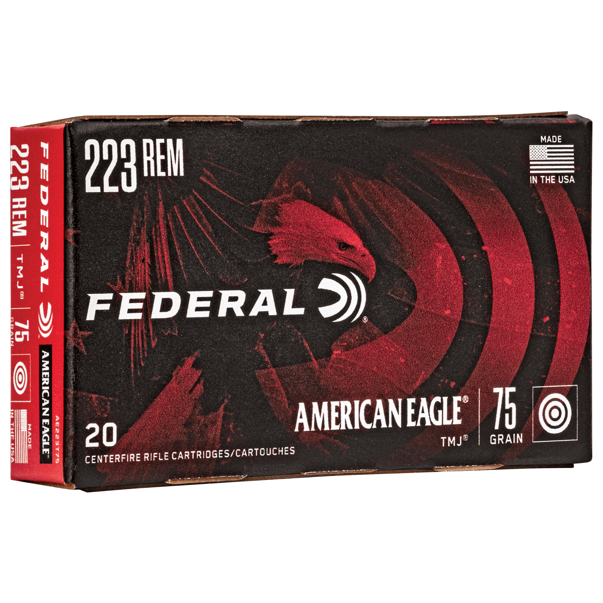 Federal Am Eagle 223 Rem 75 Grain TMJ 20/500 bulk ammo product image