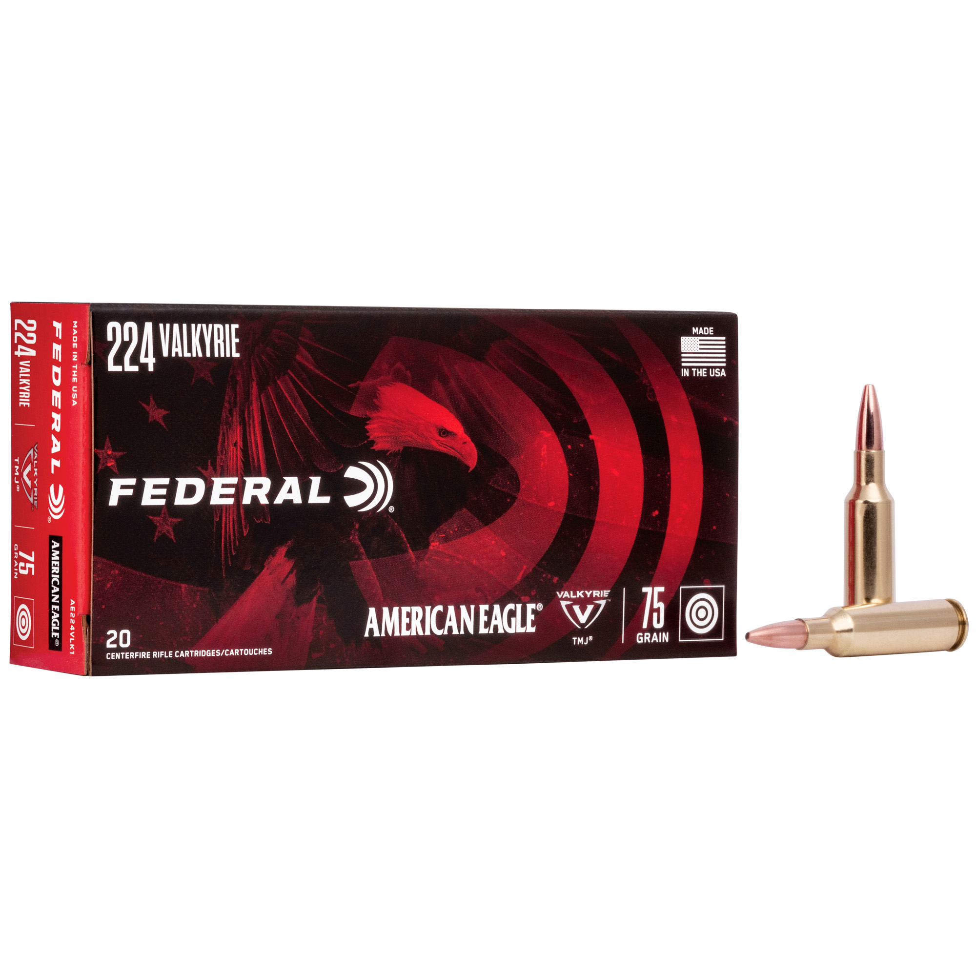 Federal Am Eagle 224vlk 75 Grain TMJ 20/200 bulk ammo product image