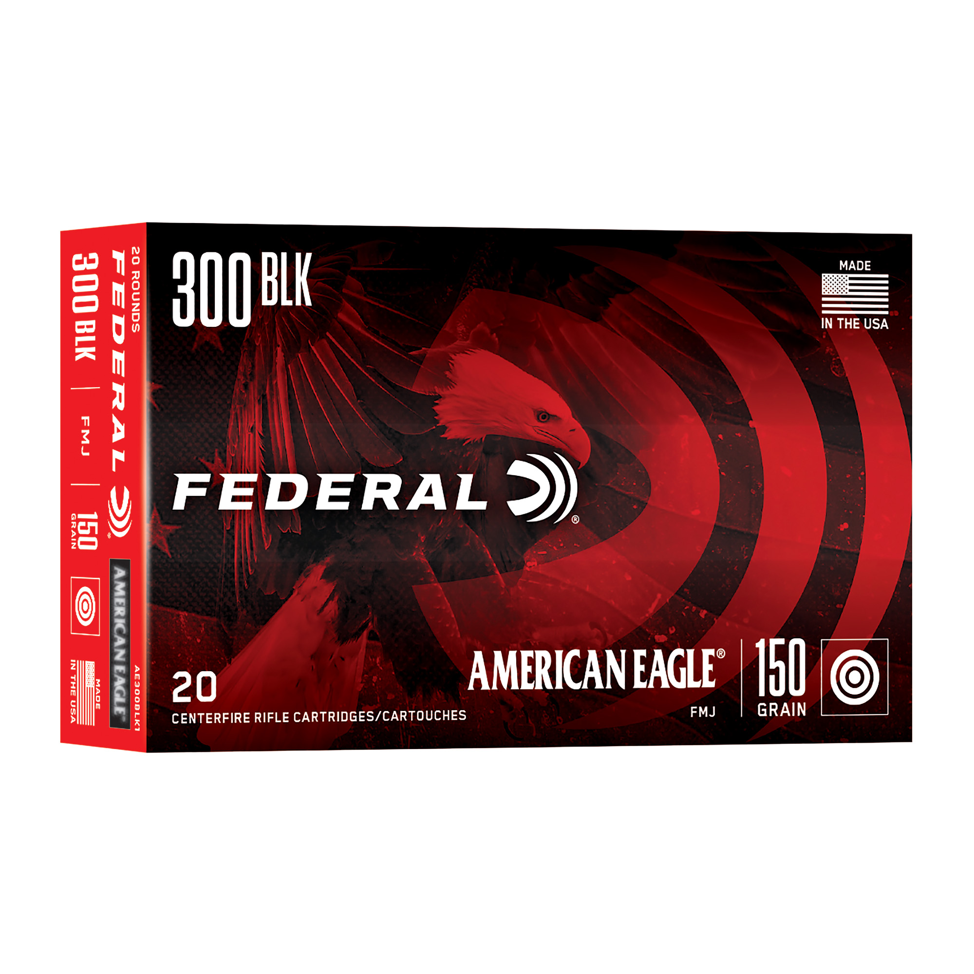 Federal Am Eagle 300 BLK 150 Grain FMJ 20/500 bulk ammo product image