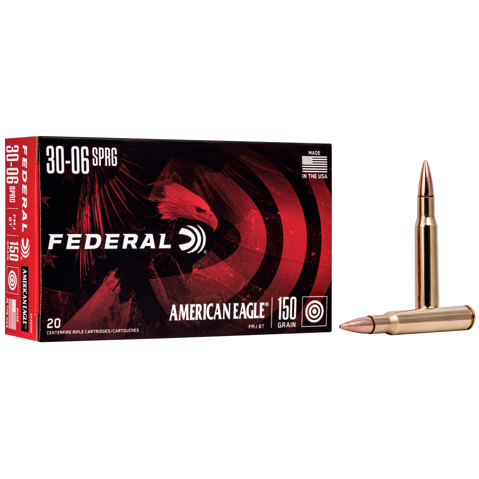 Federal Am Eagle 3006 150 Grain FMJBT 20/500 bulk ammo product image