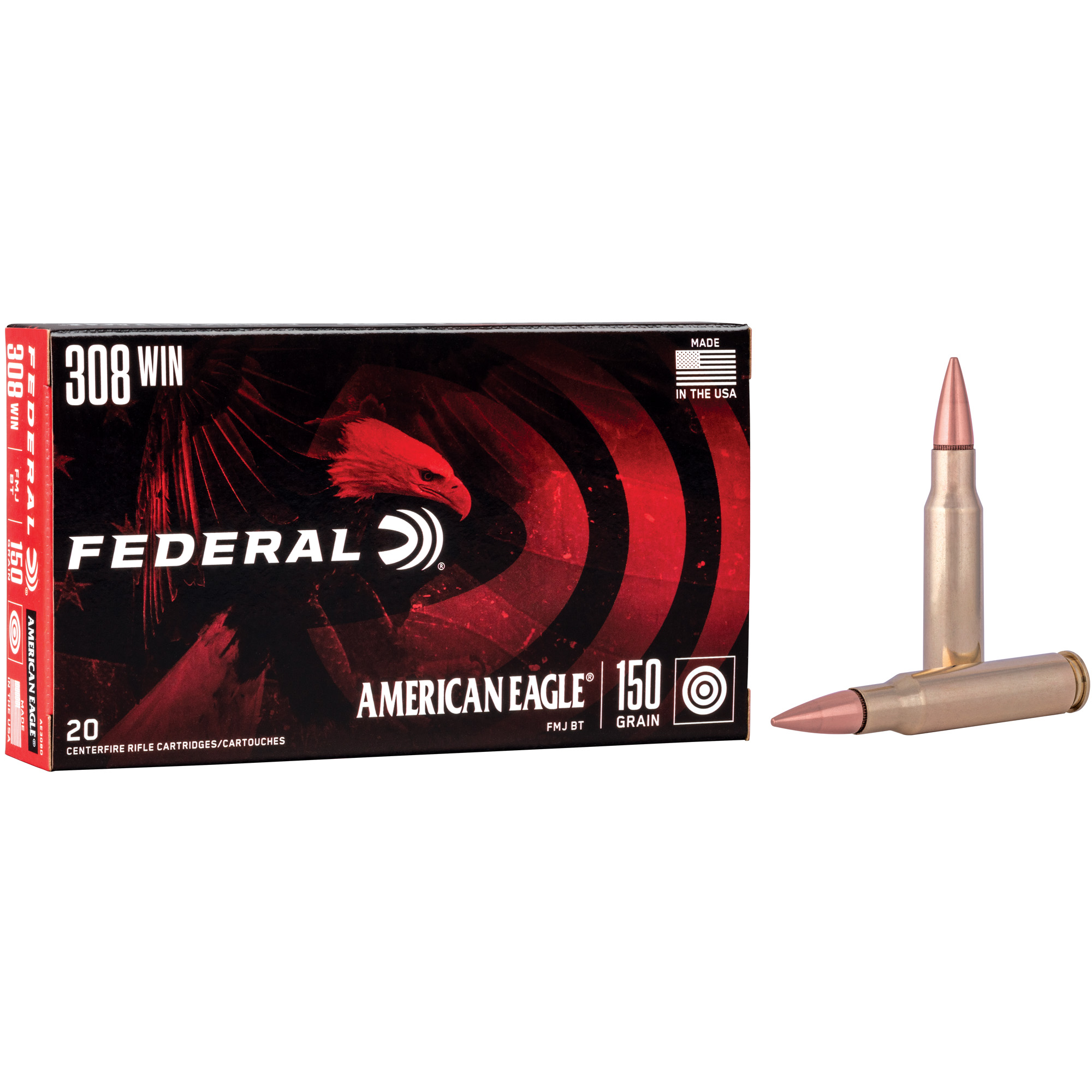 Federal Am Eagle 308 150 Grain FMJ 20/500 bulk ammo product image