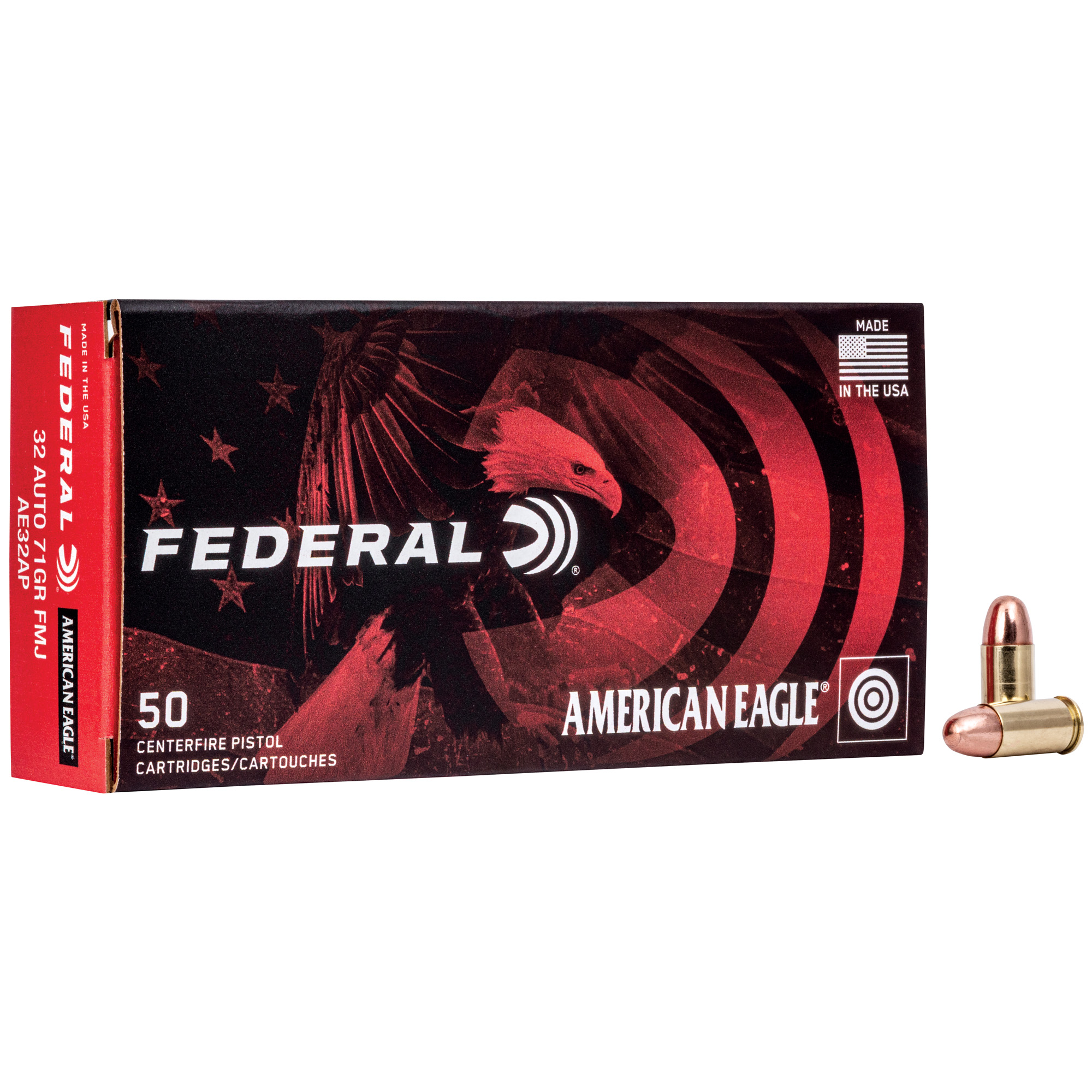 Federal Am Eagle 32acp 71 Grain FMJ 50/1000 bulk ammo product image