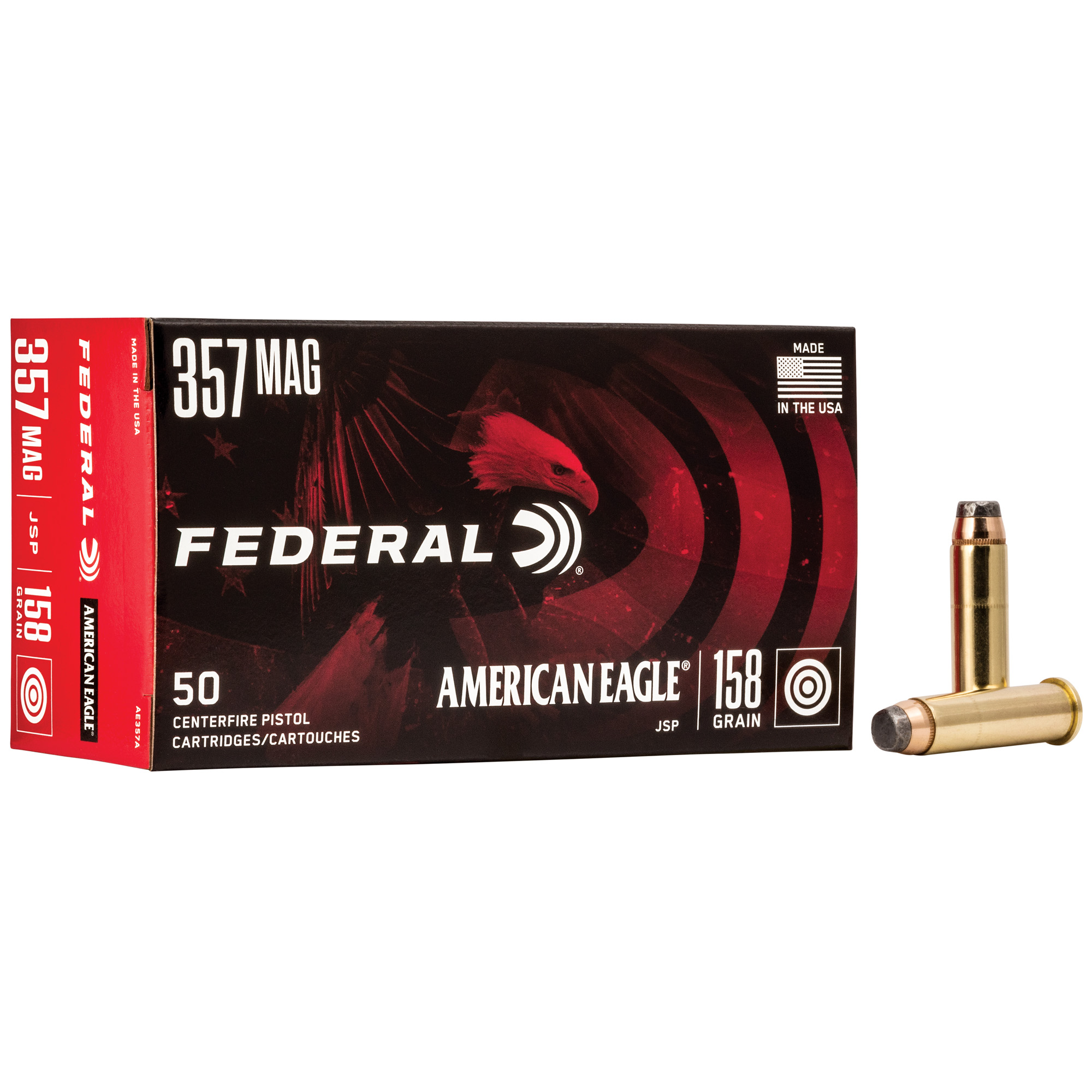 Federal Am Eagle 357mg 158 Grain JSP 50/1000 bulk ammo product image