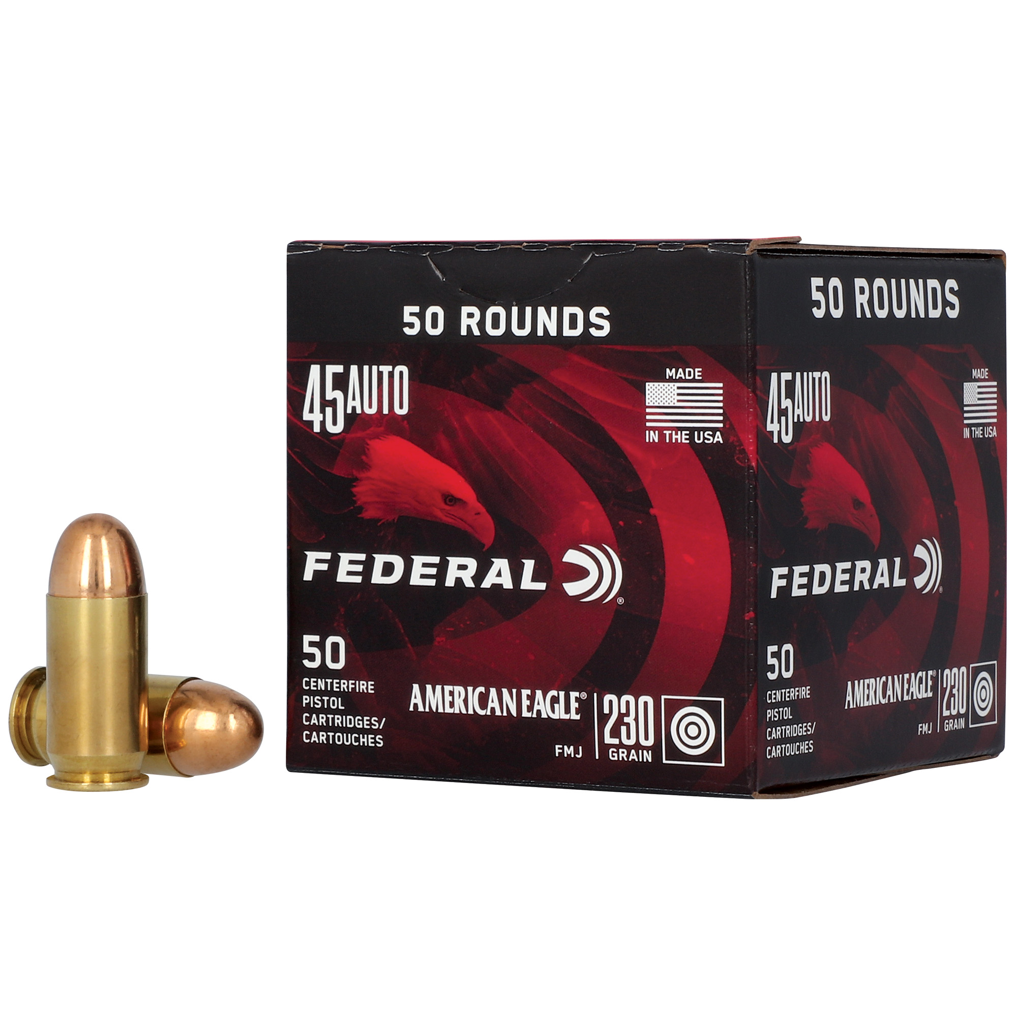 Federal Am Eagle 45 ACP 230 Grain FMJ 50/500 bulk ammo product image