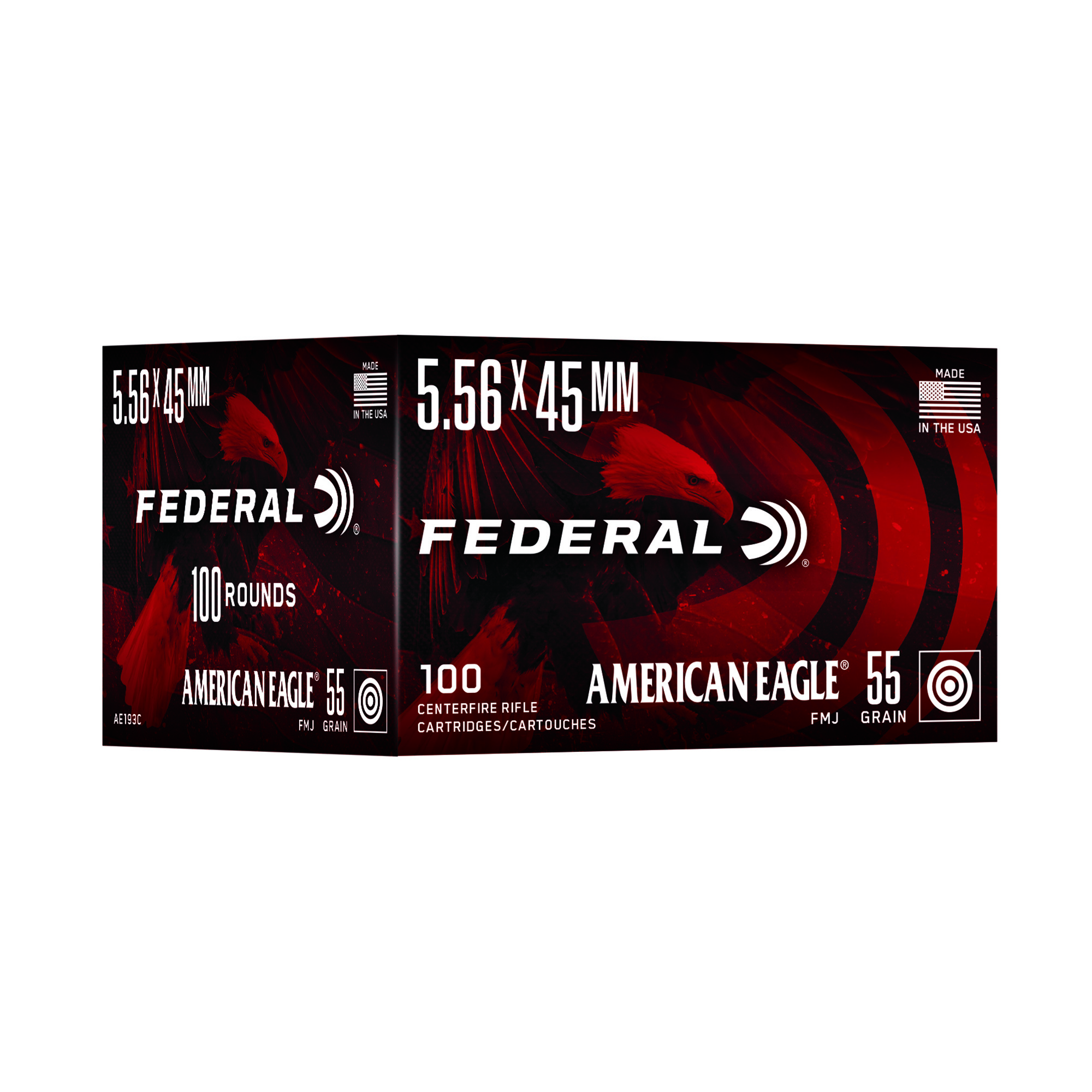 Federal Am Eagle 5.56 55 Grain FMJ 100/500 bulk ammo product image