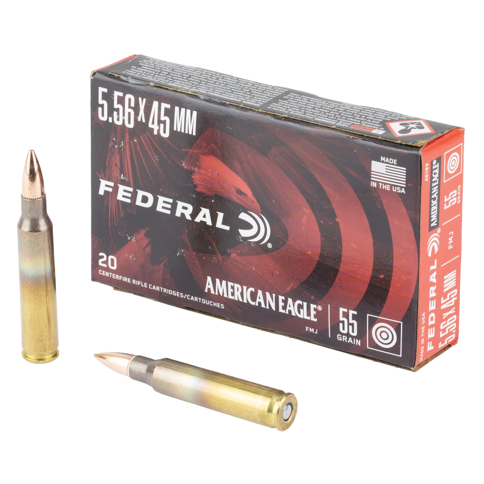 Federal Am Eagle 556nato 55 Grain FMJ 20/500 bulk ammo product image