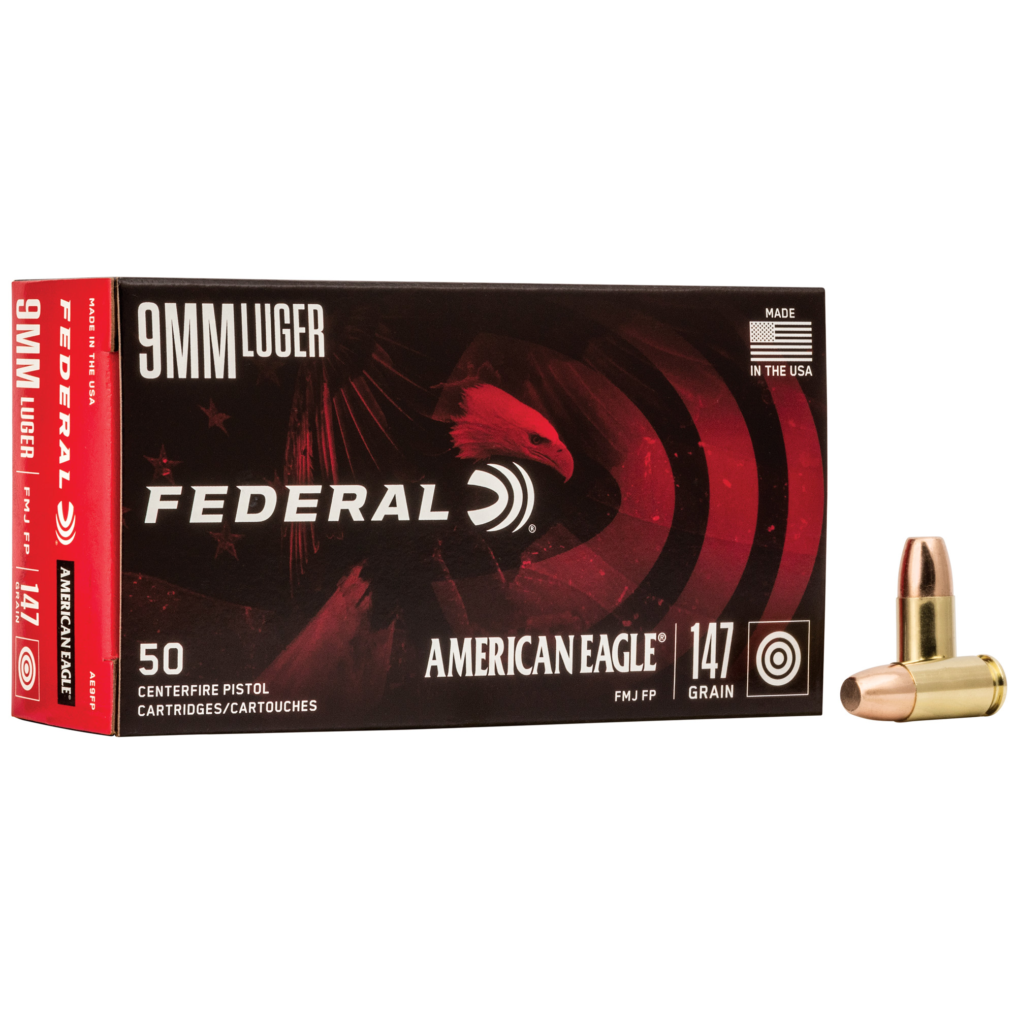 Federal Am Eagle 9mm 147 Grain FMJ 50/1000 bulk ammo product image
