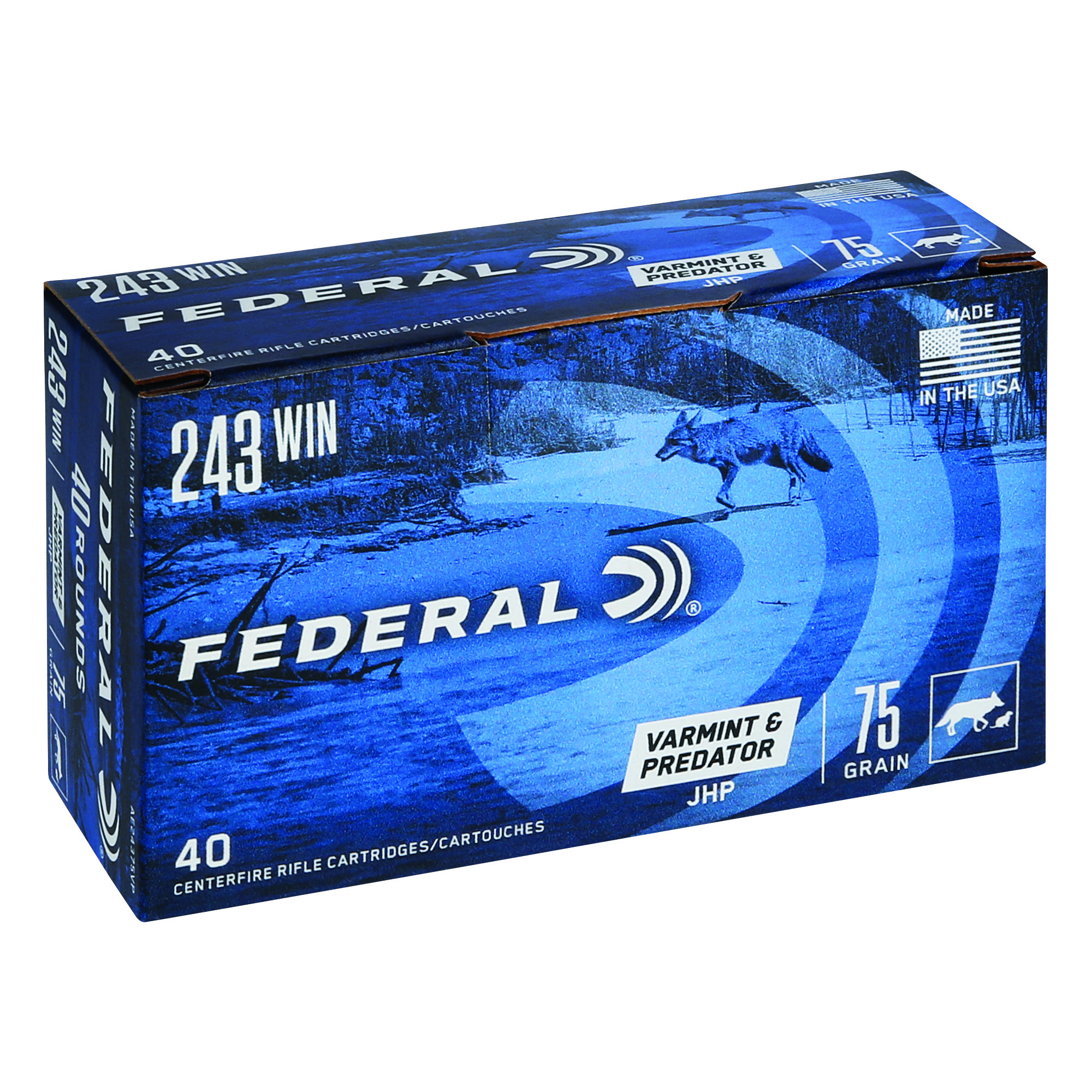 Federal Am Eagle V&p 243win 75 Grain 40/200 bulk ammo product image