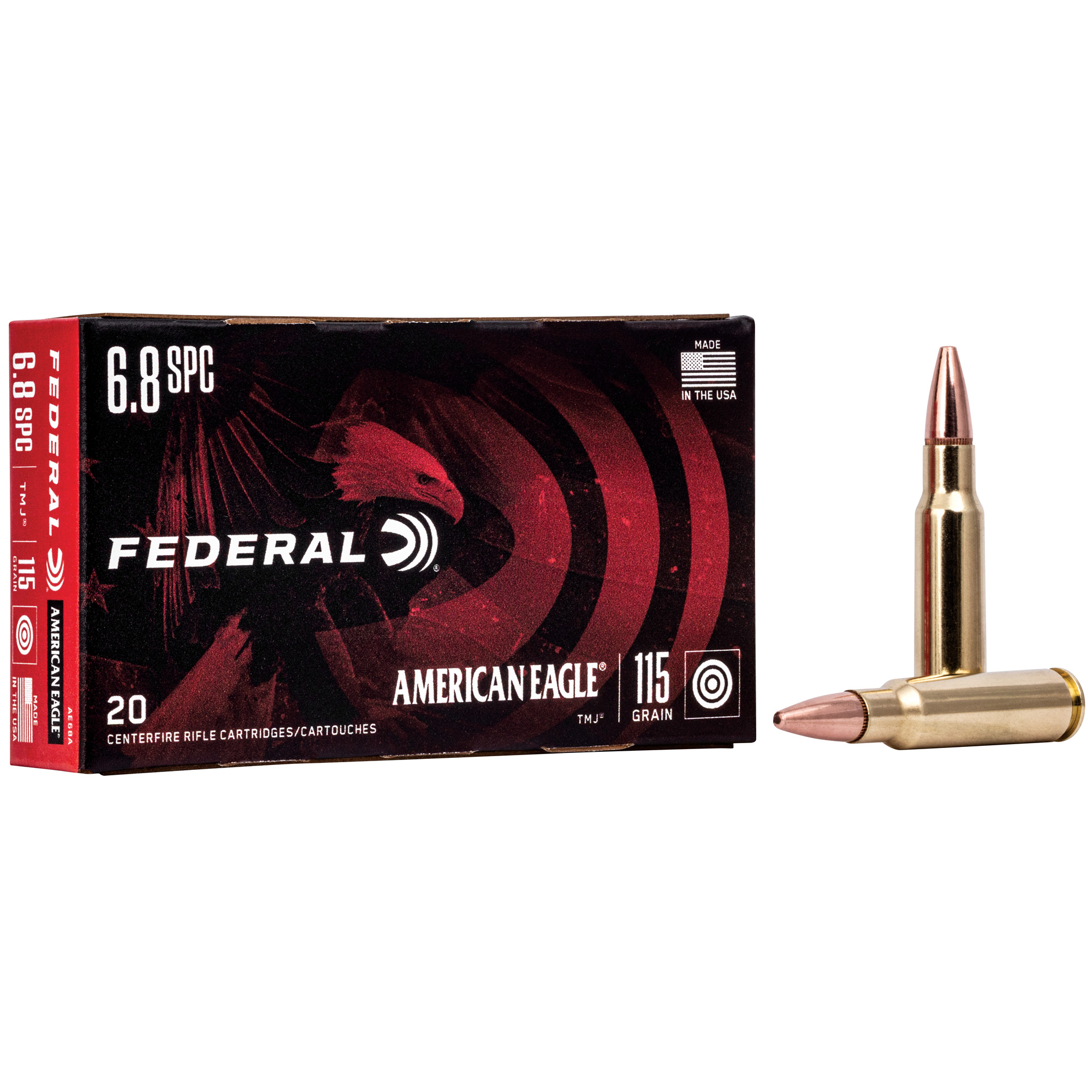 Federal American Eagle 6.8spc 115 FMJ 20/200 bulk ammo product image