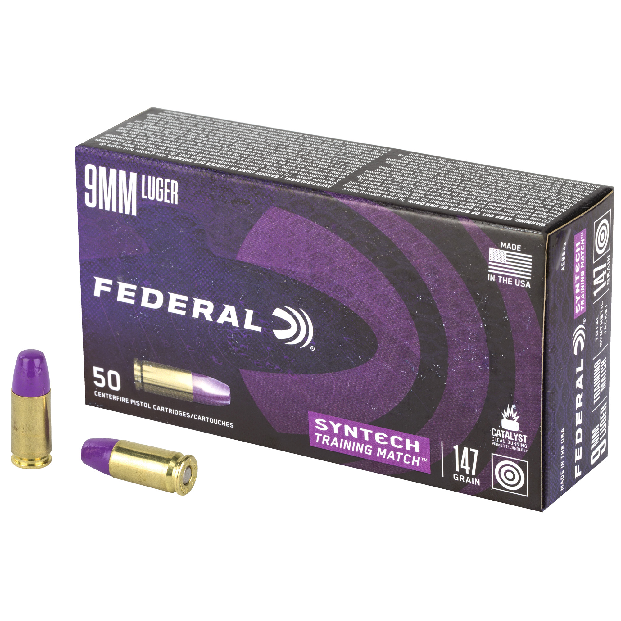Federal American Eagle 9mm 147 Grain Trn Mtch Tsj 50/500 bulk ammo product image