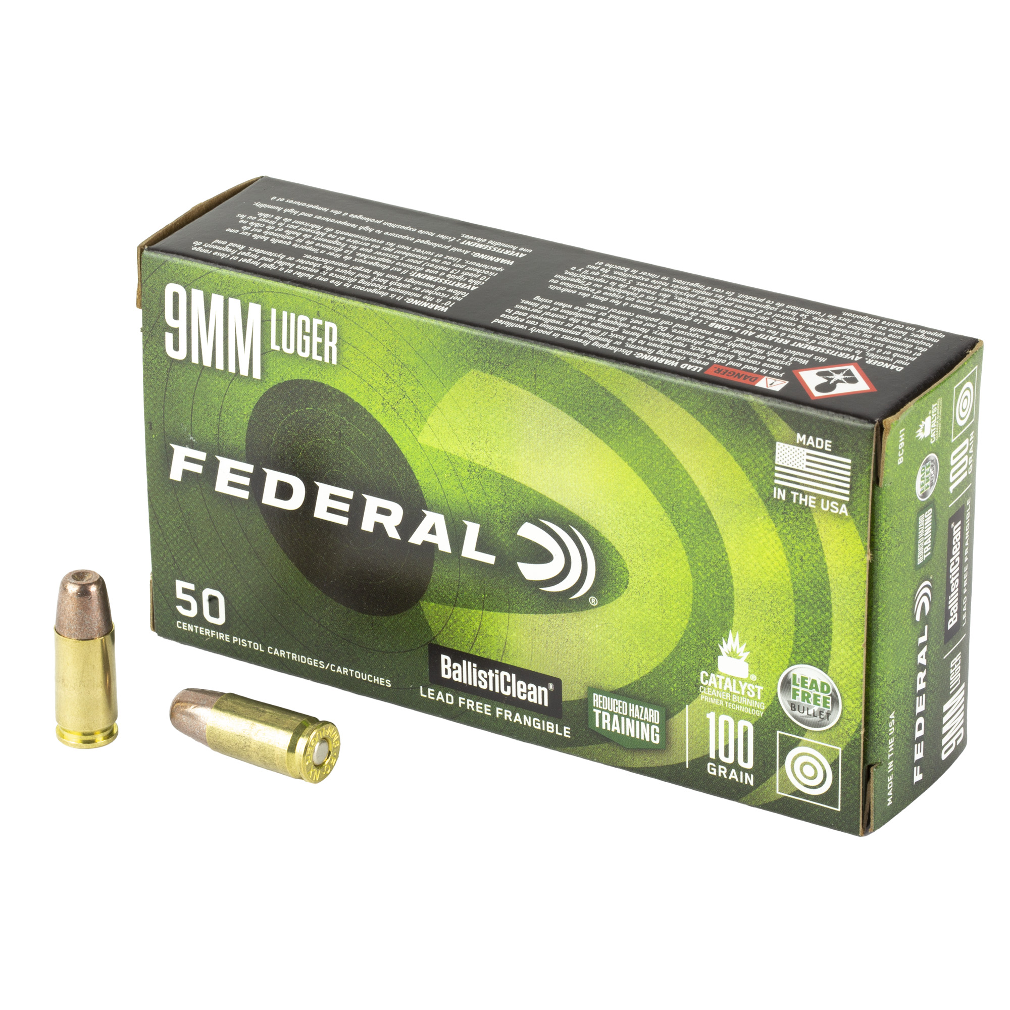 Federal Ballisticlean 9mm 100 Grain 50/1000 bulk ammo product image