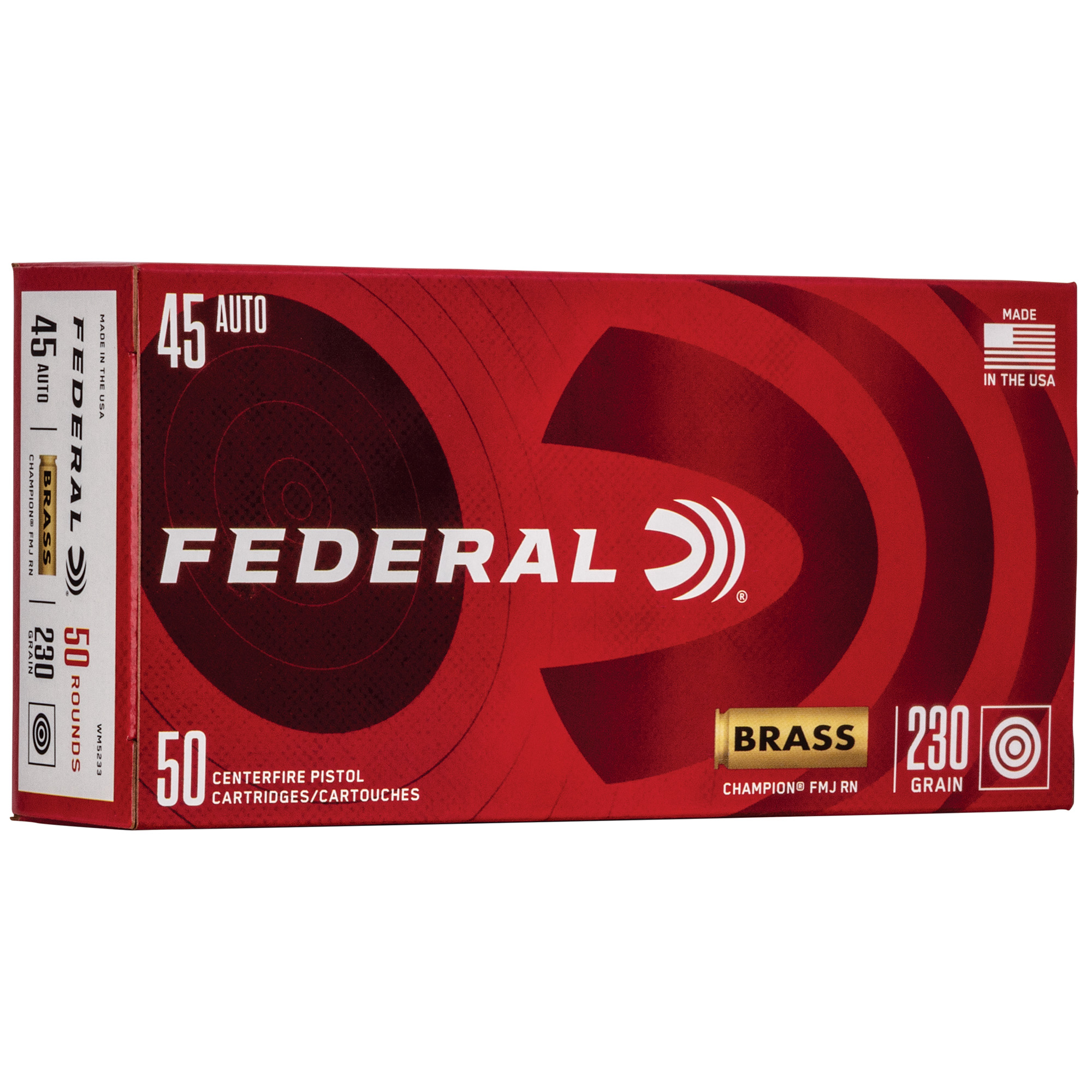 Federal Champ 45 ACP 230 Grain FMJ Brss 50/1 bulk ammo product image