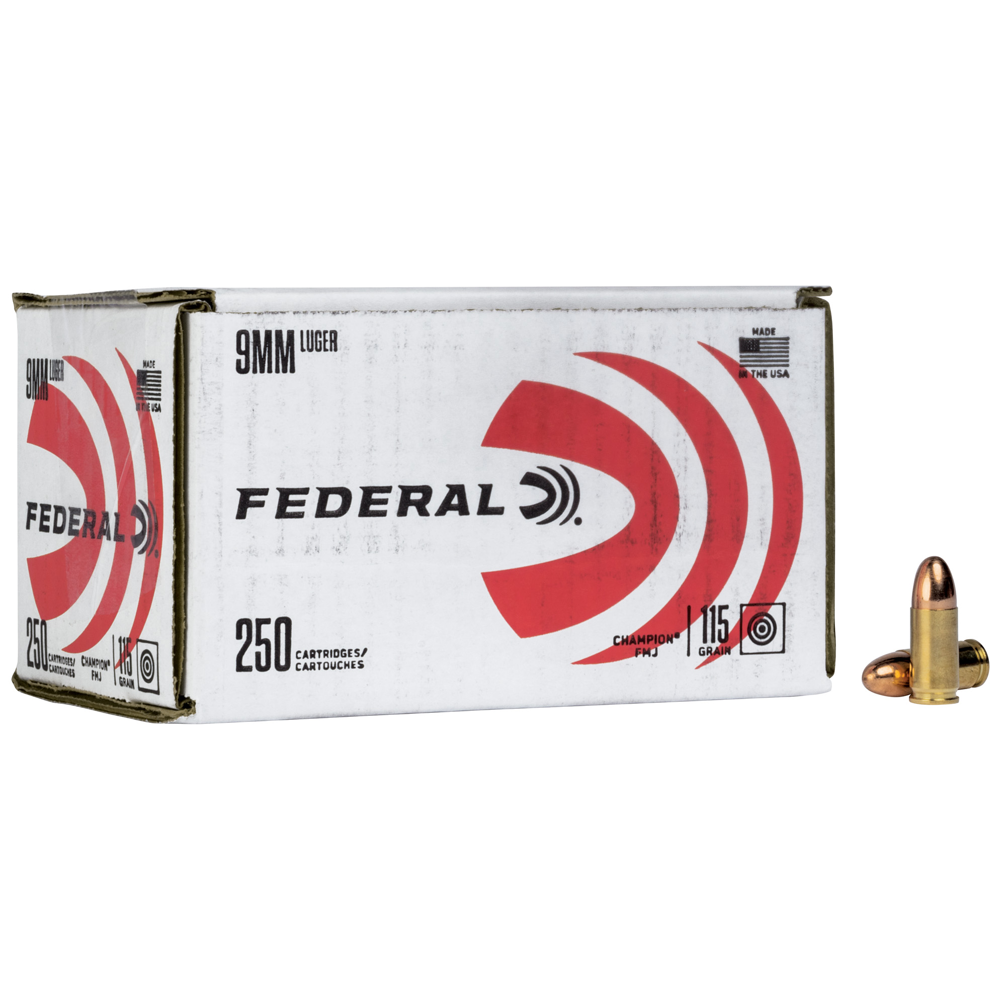 Federal Champ 9mm 115 Grain FMJ 250/1000 bulk ammo product image