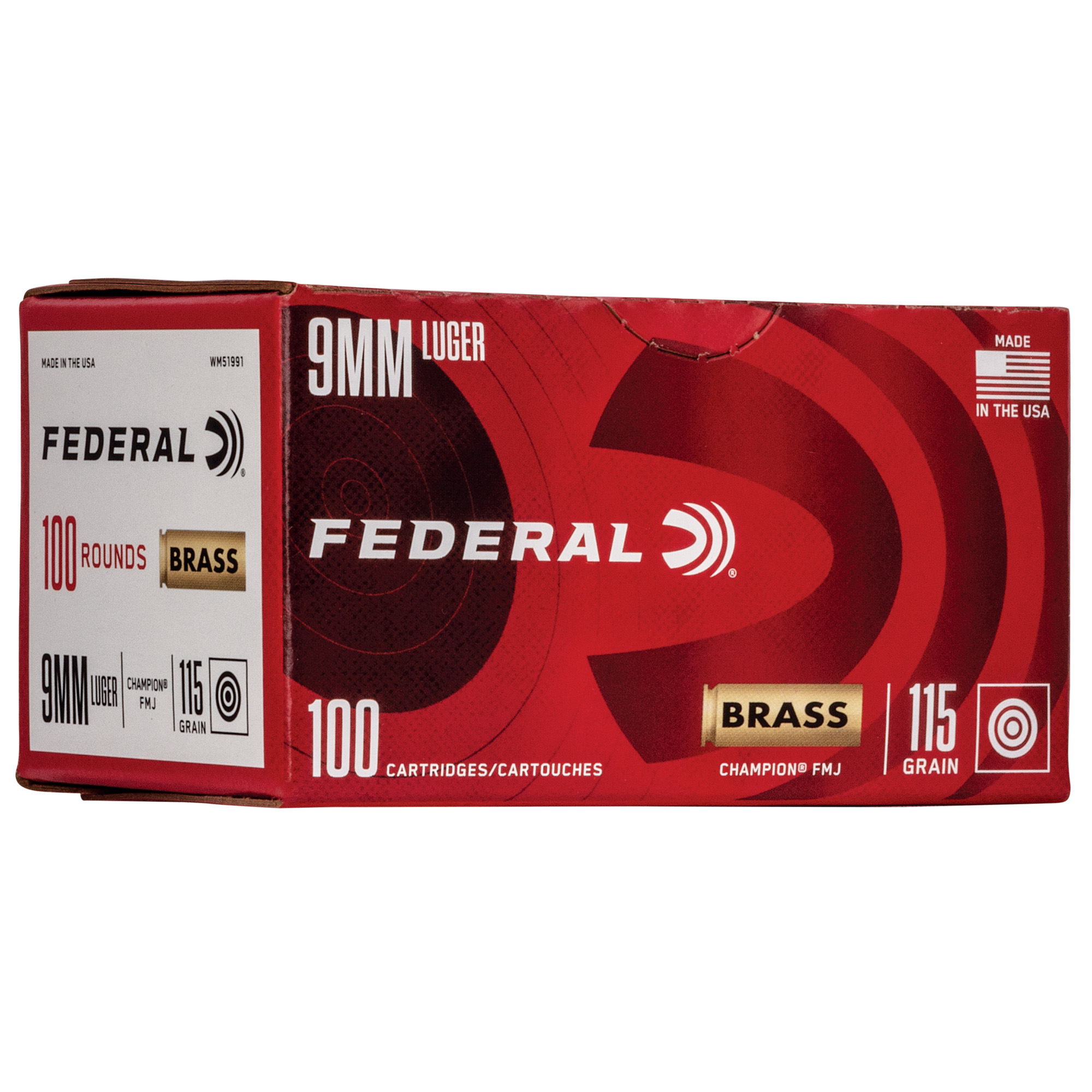 Federal Champ 9mm 115 Grain FMJ 100/500 bulk ammo product image
