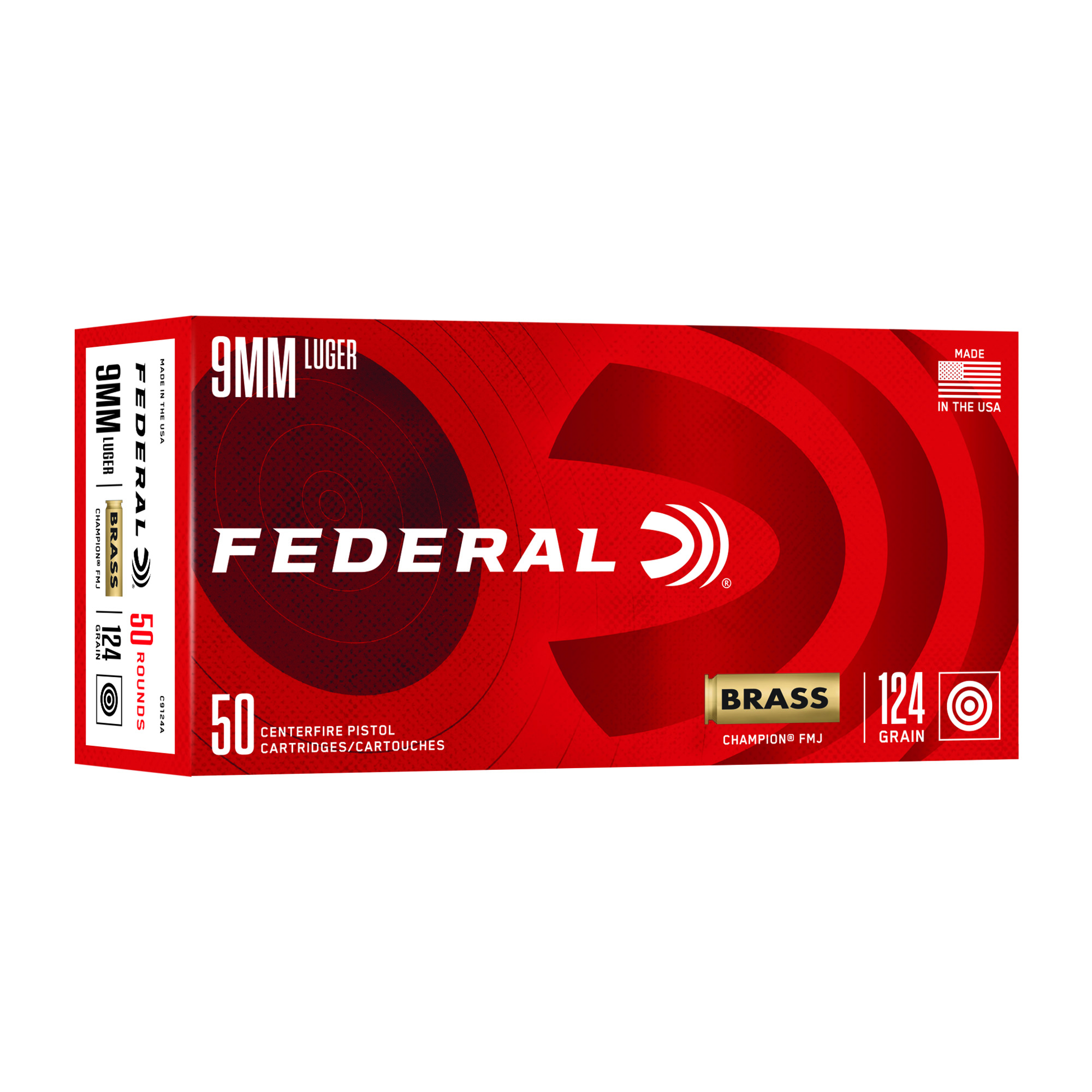 Federal Champ 9mm 124 Grain FMJ 50/1000 bulk ammo product image