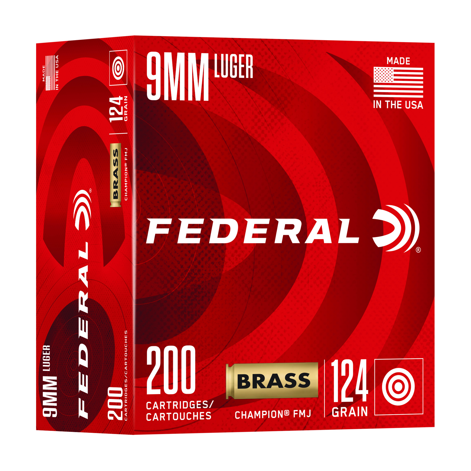Federal Champ 9mm 124 Grain FMJ 200/1000 bulk ammo product image