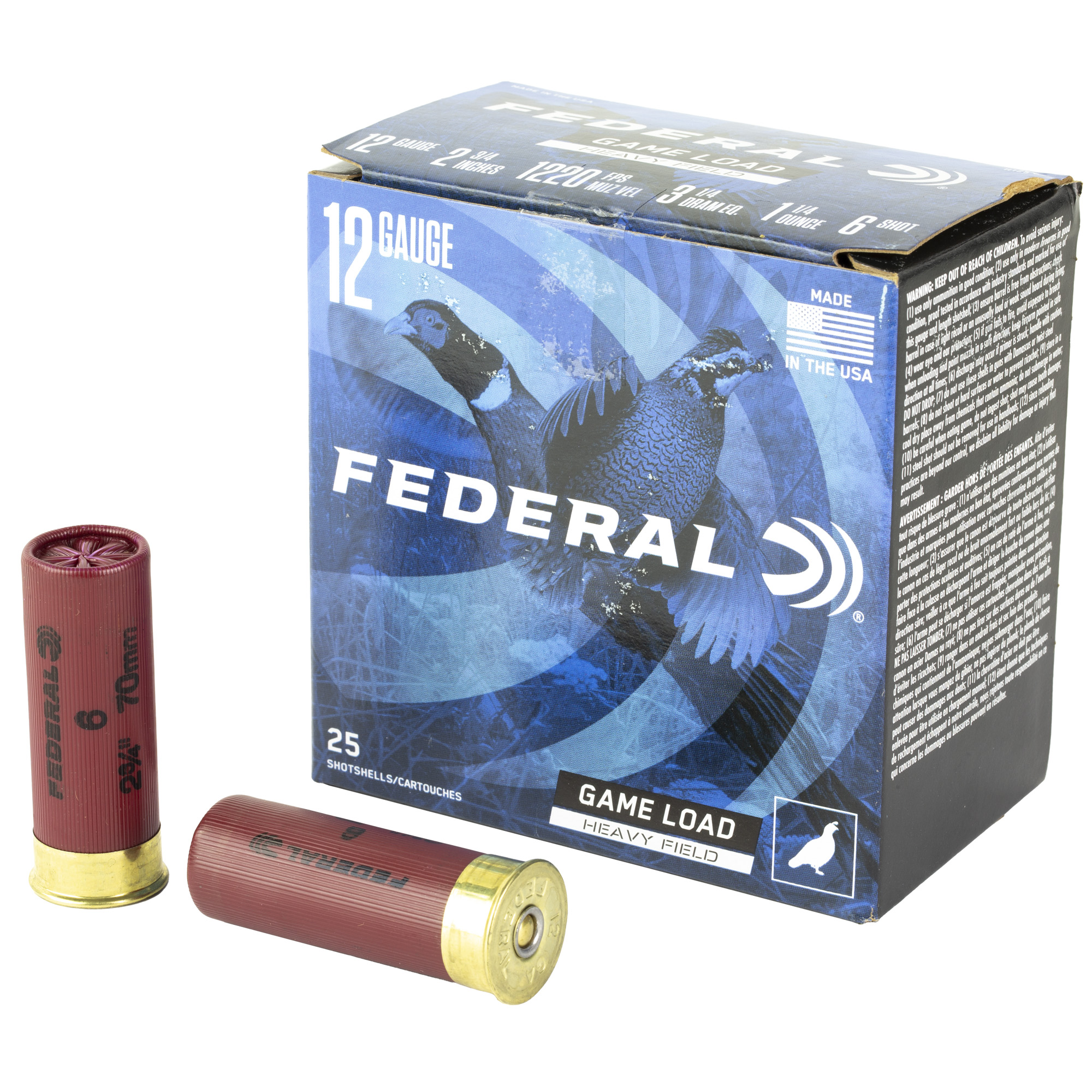 Federal Game Load 12 Gauge 2.75″ #6 25/250 bulk ammo product image