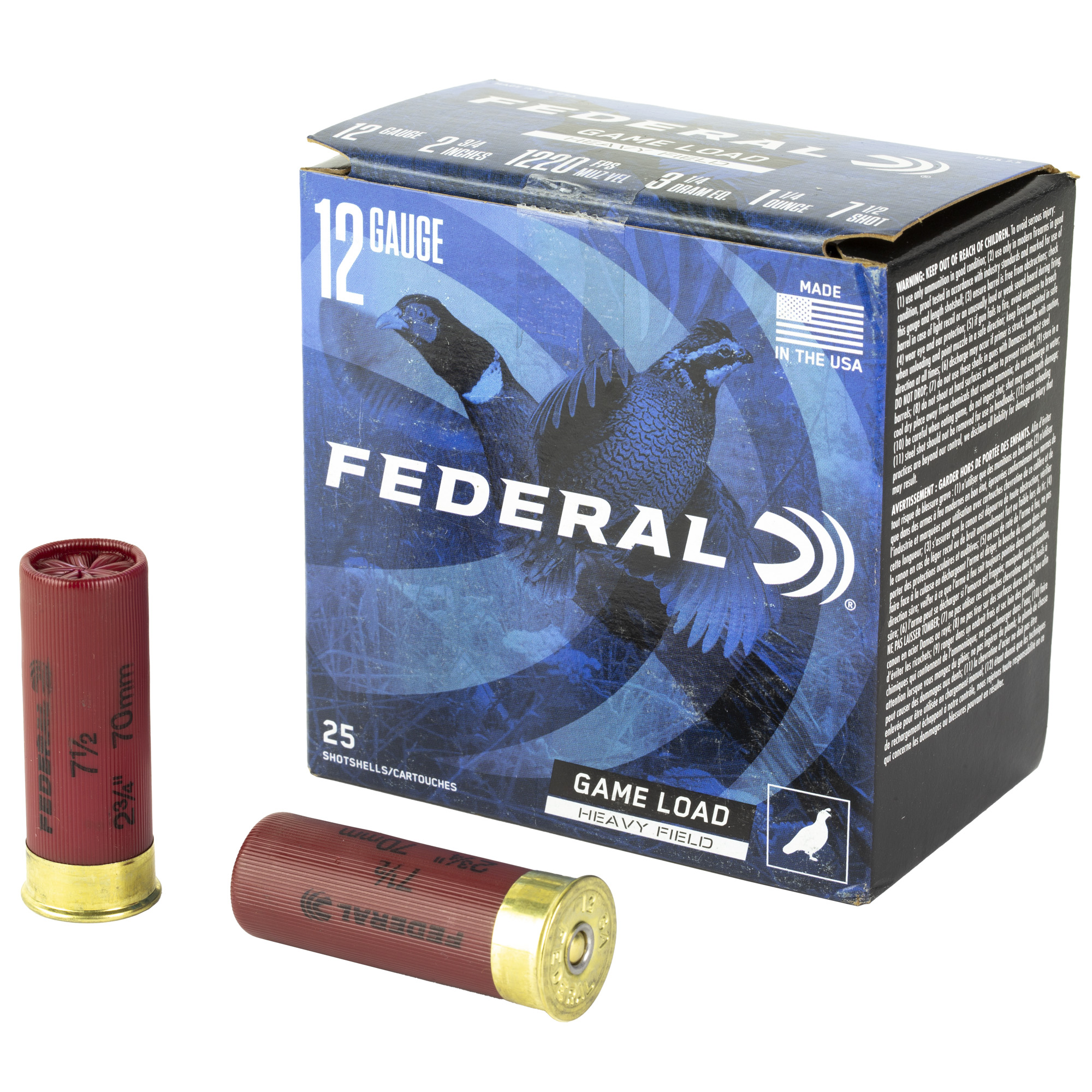 Federal Game Load 12 Gauge 2.75″ #7.5 25/250 bulk ammo product image