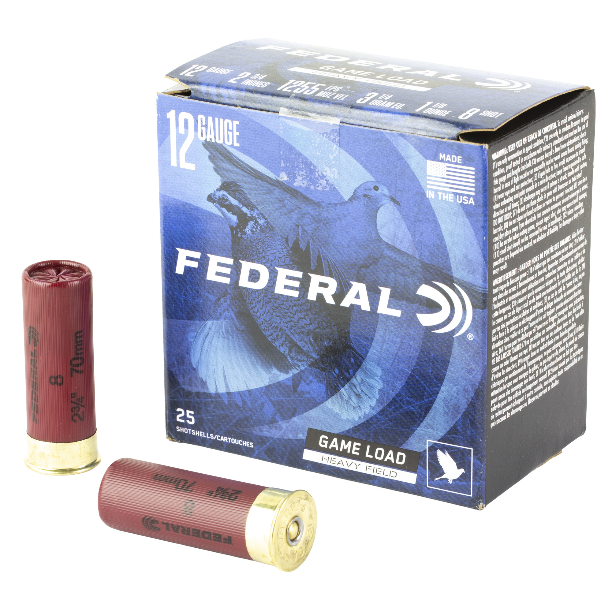 Federal Game Load 12 Gauge 2.75″ #8 25/250 bulk ammo product image