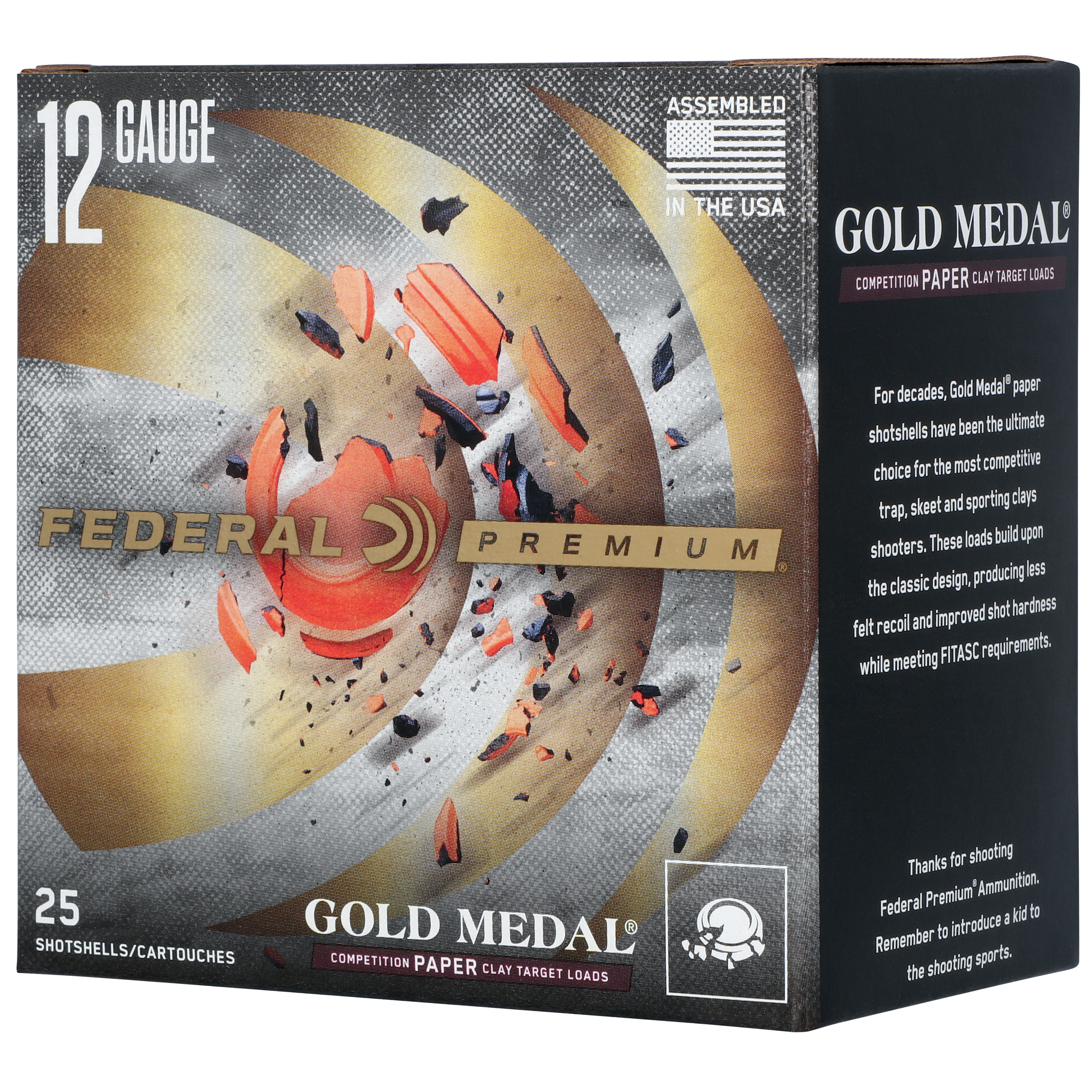 Federal Gld Mdl Paper 12 Gauge 2.75″ #8 Shot 25 bulk ammo product image