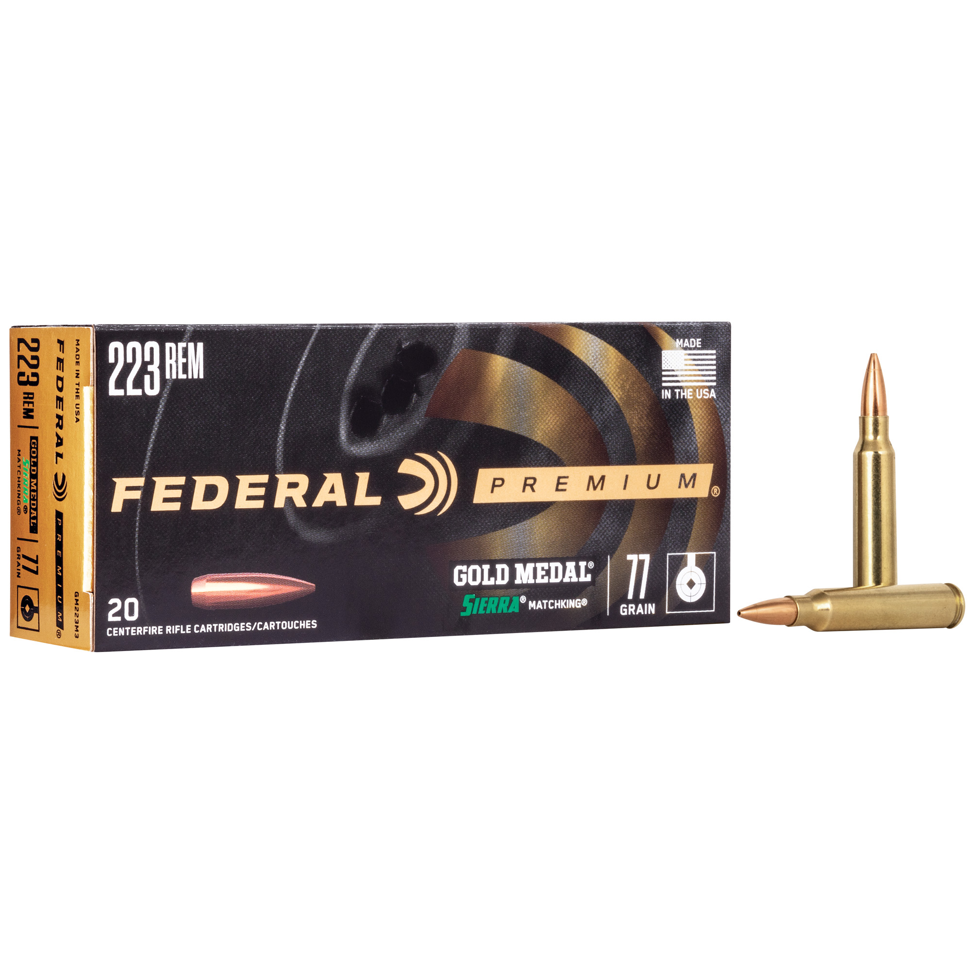 Federal Gold Mdl 223rem 77 Grain BTHP 20/200 bulk ammo product image