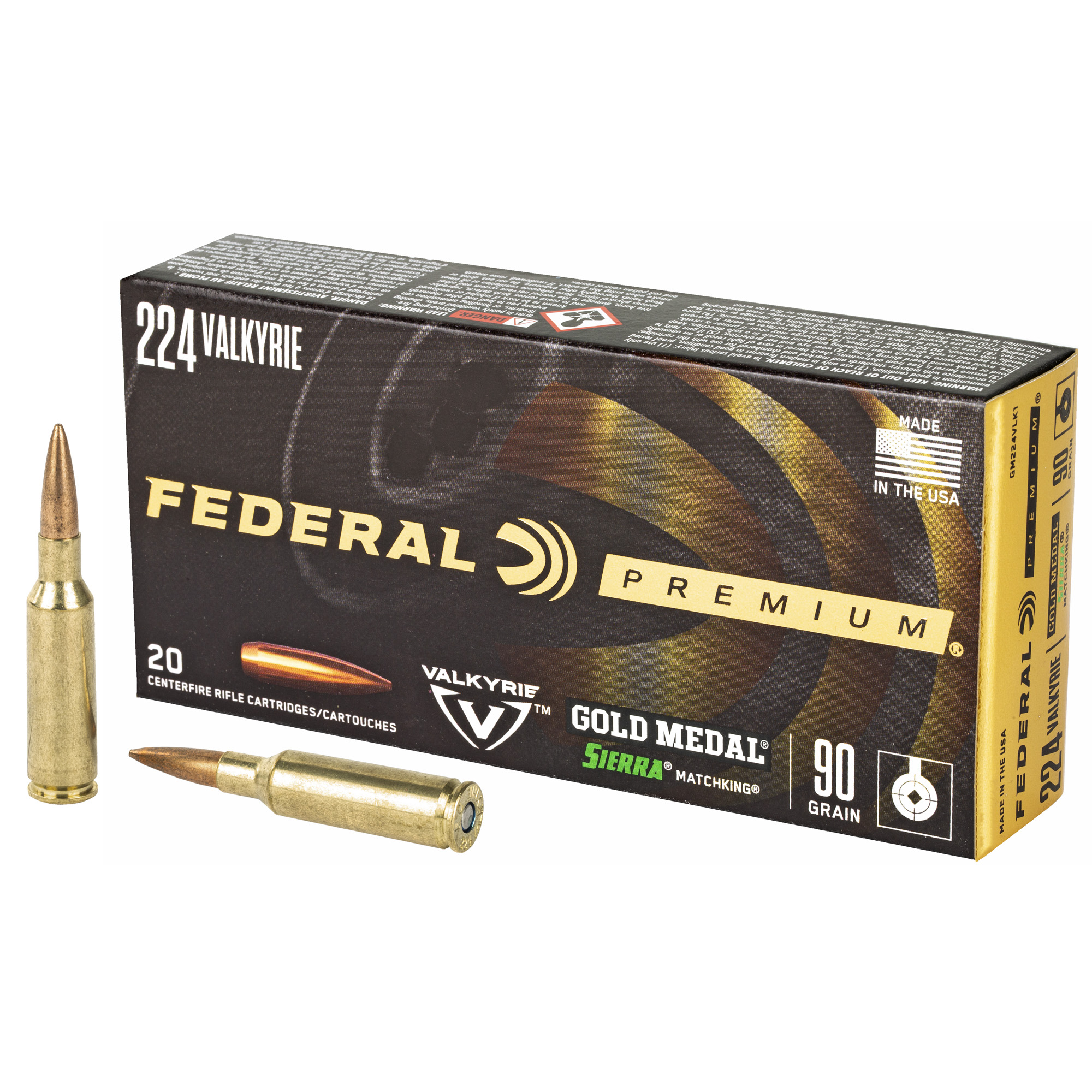 Federal Gold Mdl 224vlk 90 Grain BTHP 20/200 bulk ammo product image