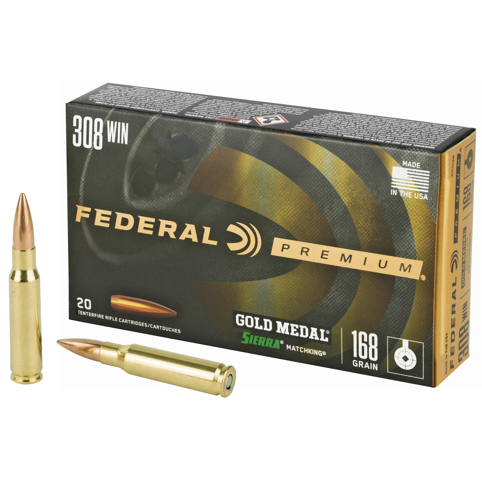 Federal Gold Mdl 308wn 168 Grain BTHP 20/200 bulk ammo product image