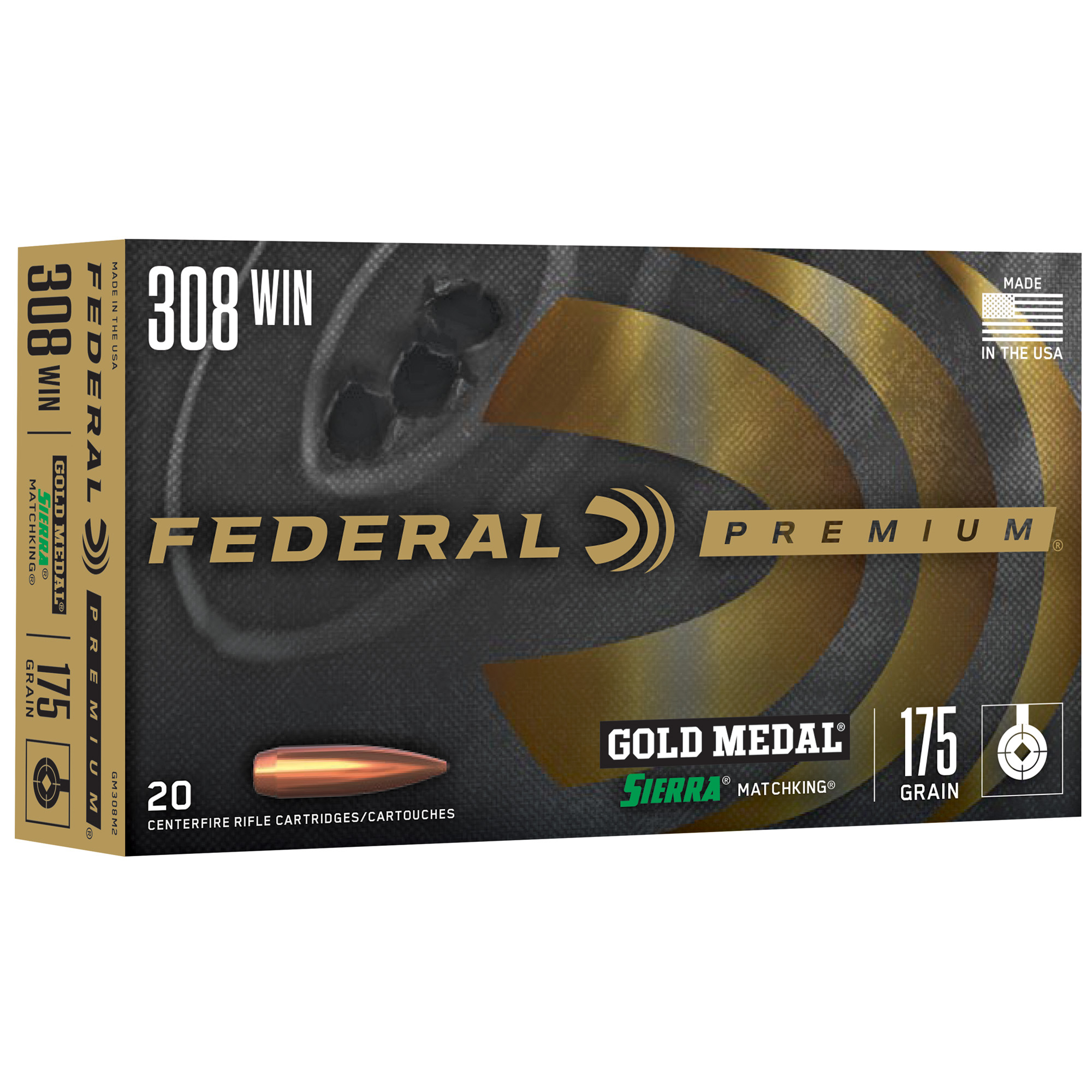 Federal Gold Mdl 308wn 175 Grain BTHP 20/200 bulk ammo product image